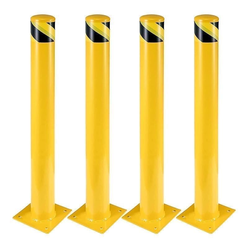 1/2/4/6 PCS Outdoor Safety Bollard 48 Inch Yellow Q235 Steel Post Pipe Barrier