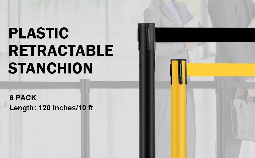 Orancl 10 ft Length Plastic Retractable Stanchion for Crowd Control Barrier