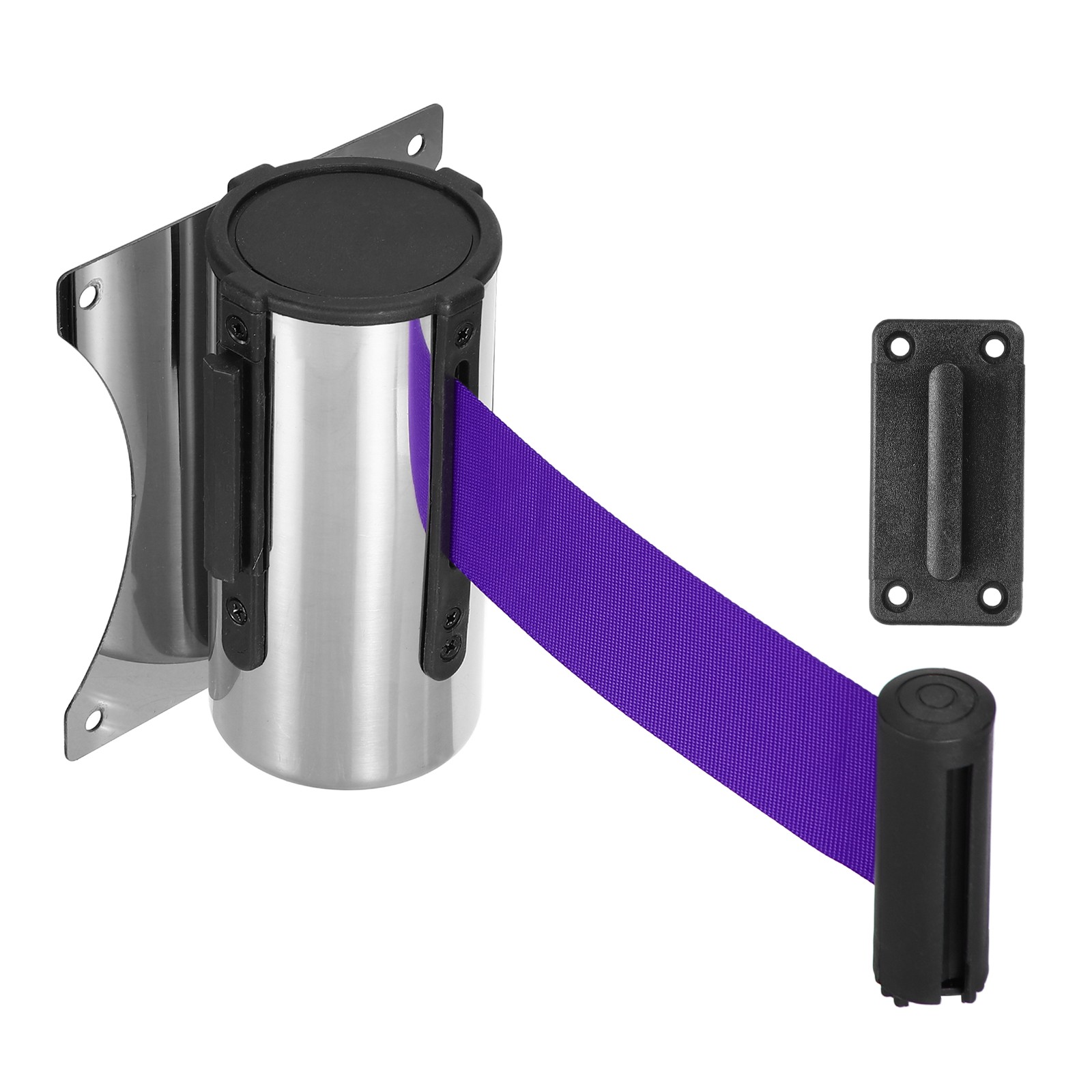 Fixed Wall Mount Retractable Belt Barrier (10 Feet, Purple) (1 Pcs)