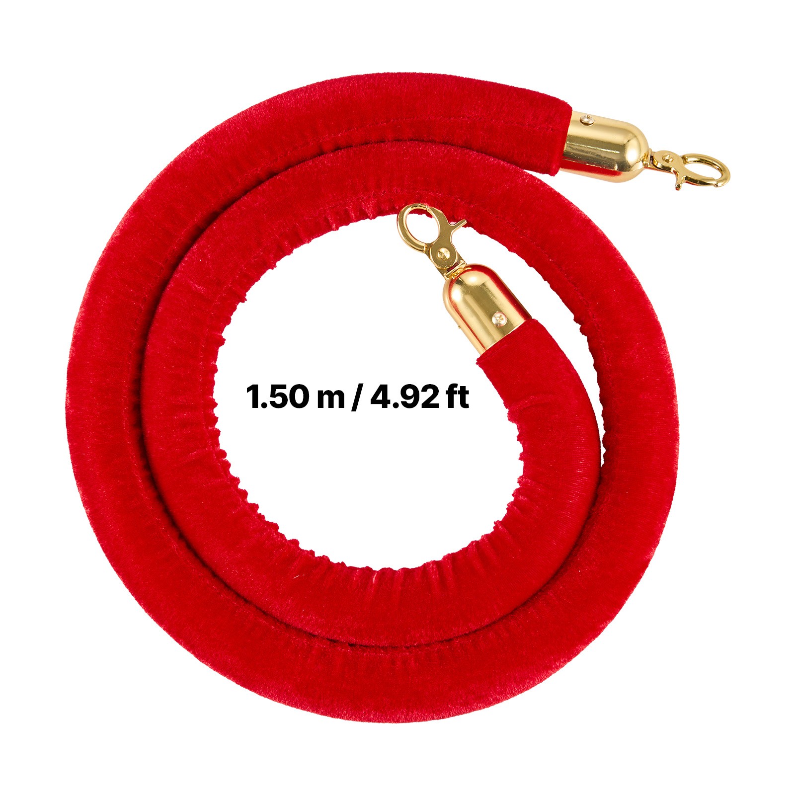 Uimoso 2 Pcs Red Velvet Barrier Stanchion Ropes 5 ft with Gold Connectors