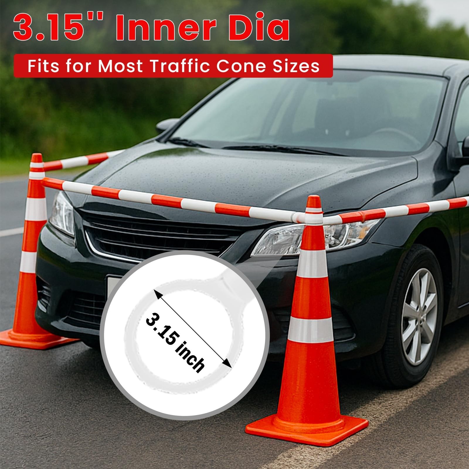 12 Pcs Expandable Traffic Cone Bar 4ft-7.2ft, Lightweight Safety Barricade for R