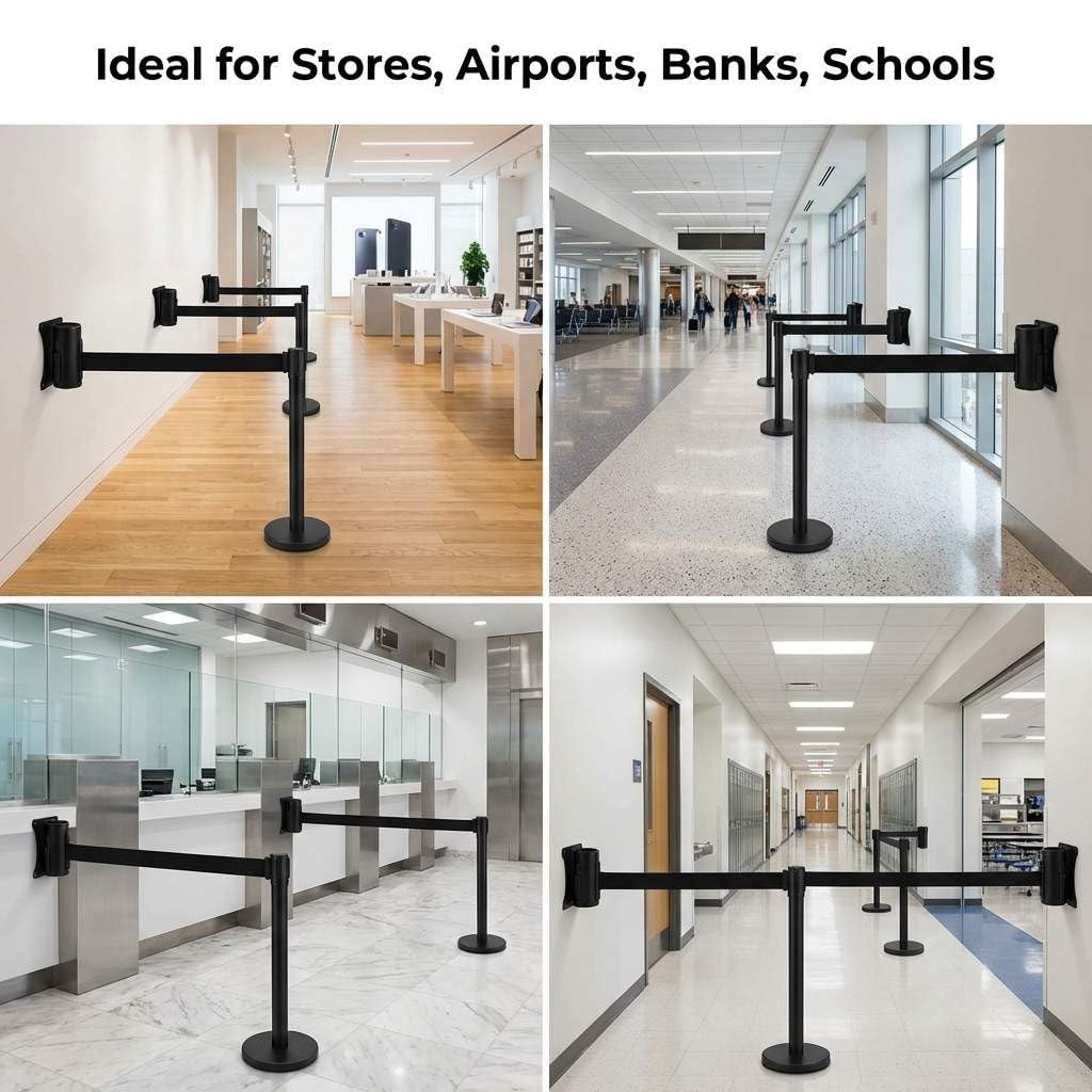 Wall Mounted Retractable Belt Barrier 2 Pack with 10 Feet, Crowd Control for