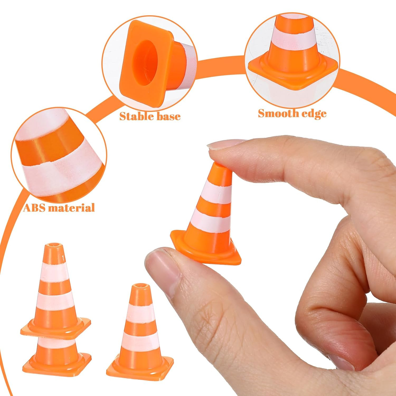 30pcs Mini Traffic Cones Orange Plastic Road Safety Cones for Training & Toys