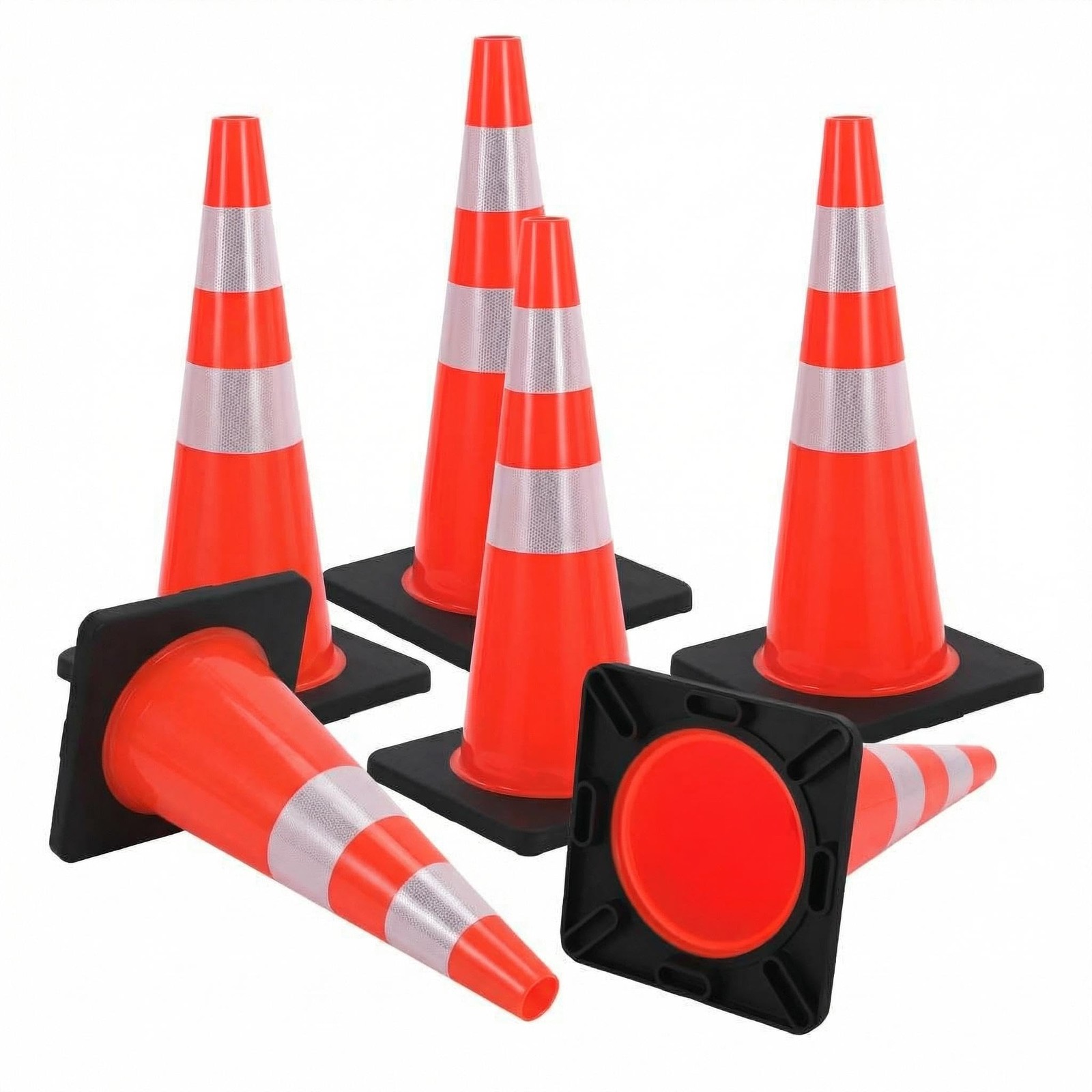 Orange PVC High-Performance Traffic Cone, Traffic Safety Cone 28inch 6Pack
