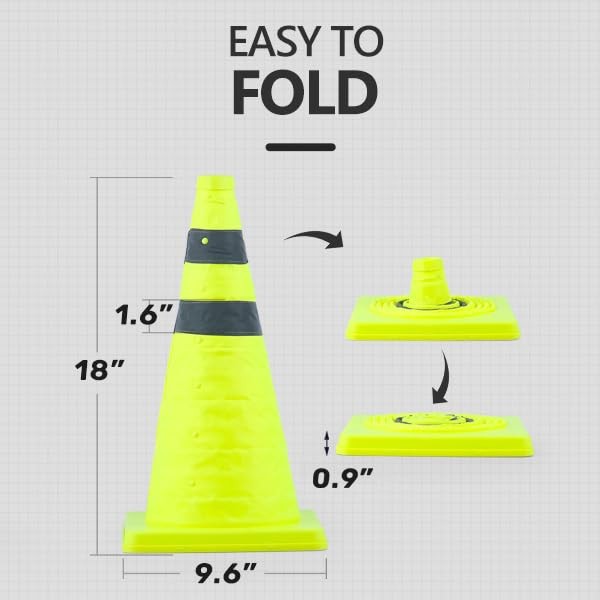 BATTIFE [4 Pack] 18 Inch Collapsible Traffic Cones, Lime 18inch, Green