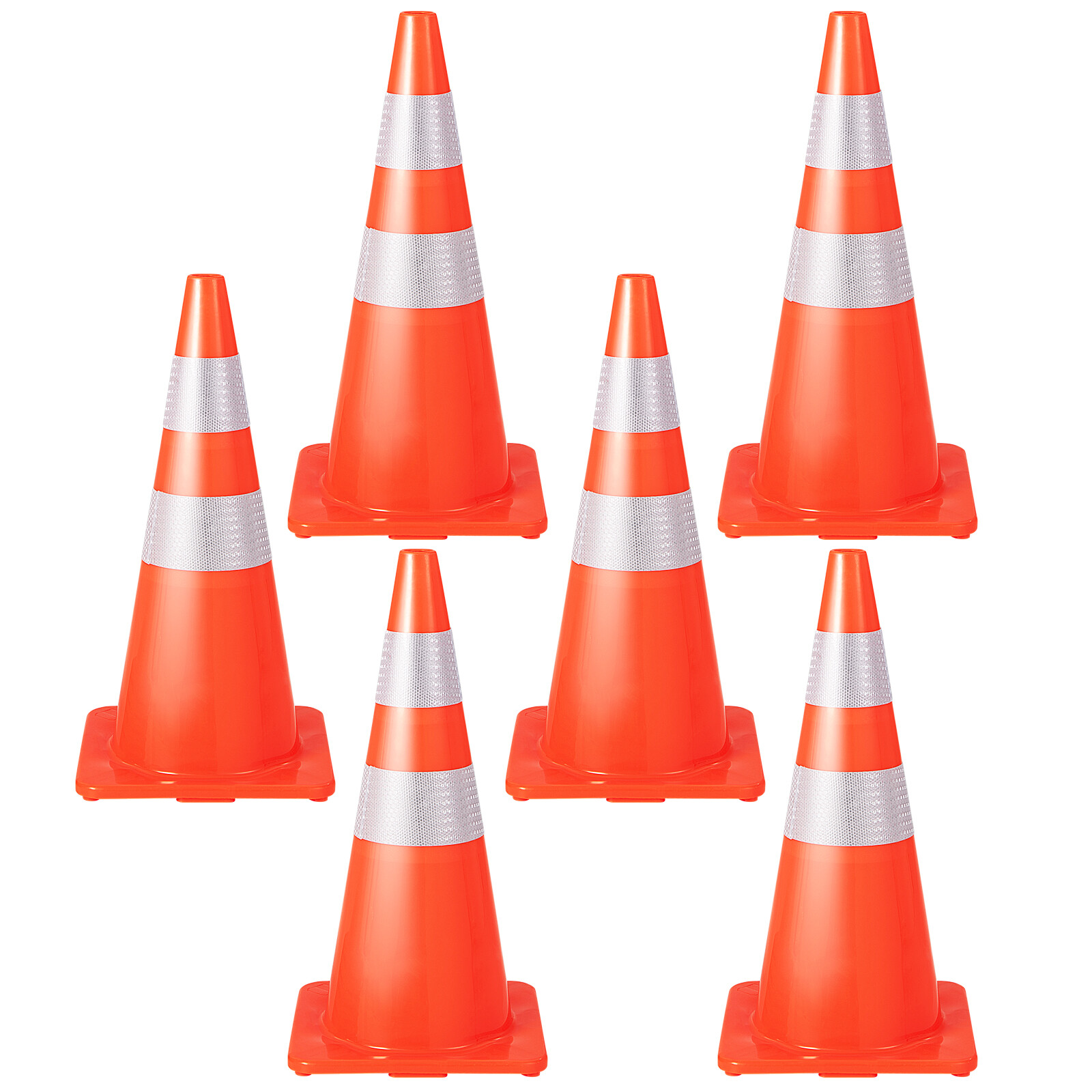 6 Pack Traffic Cones 28″ Safety Road PVC Construction Cones with Safety Vest