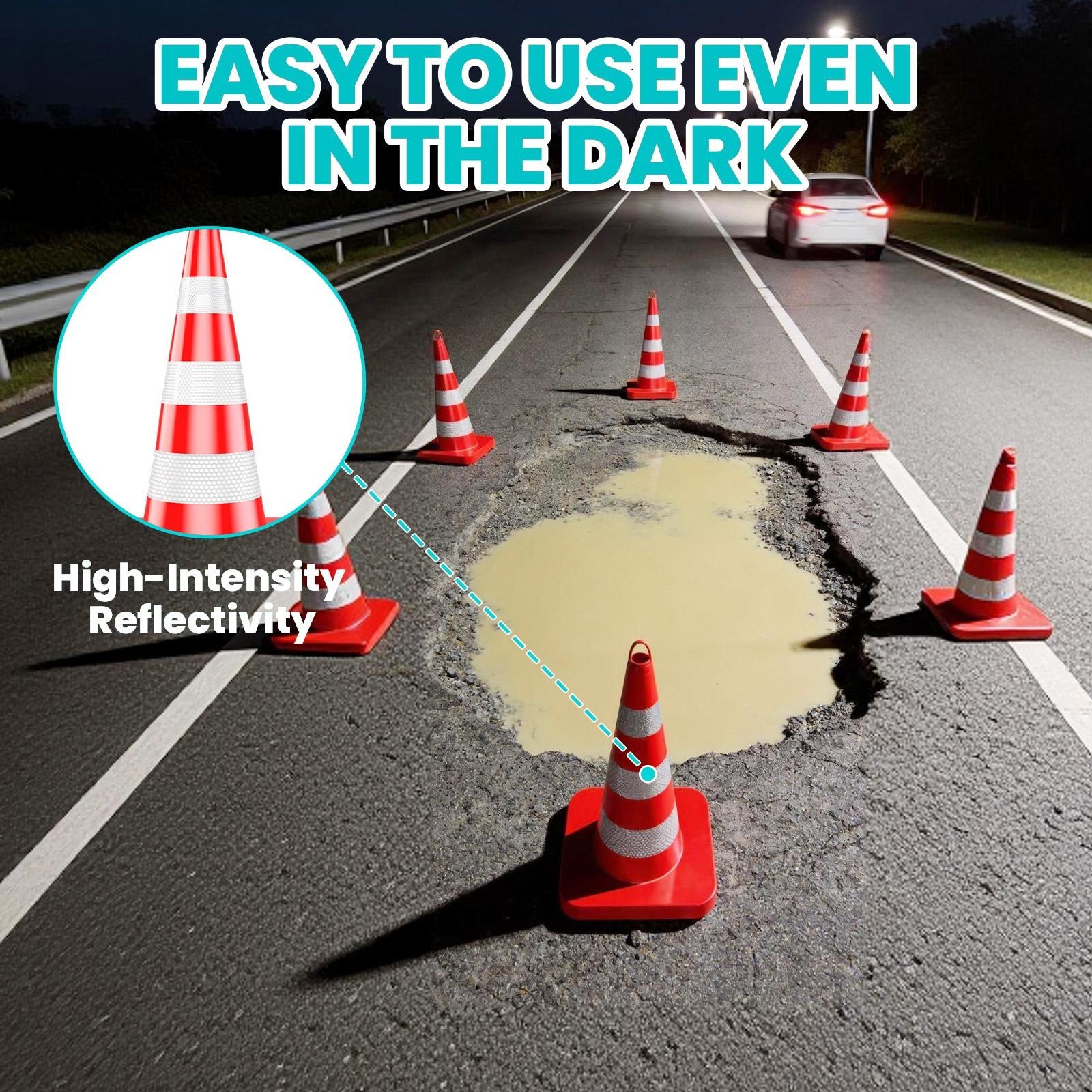 12 Pack Traffic Safety Cones 36″ Parking Cones w/Reflective Collars PVC Base