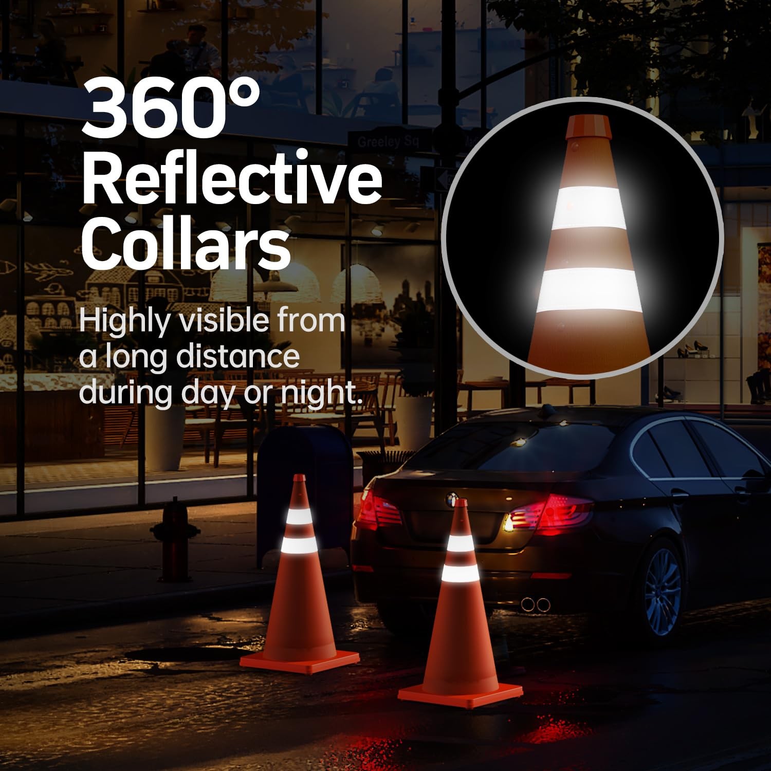 4 Pack 28 Inch Collapsible Traffic Safety Orange Cones Reflective for Road