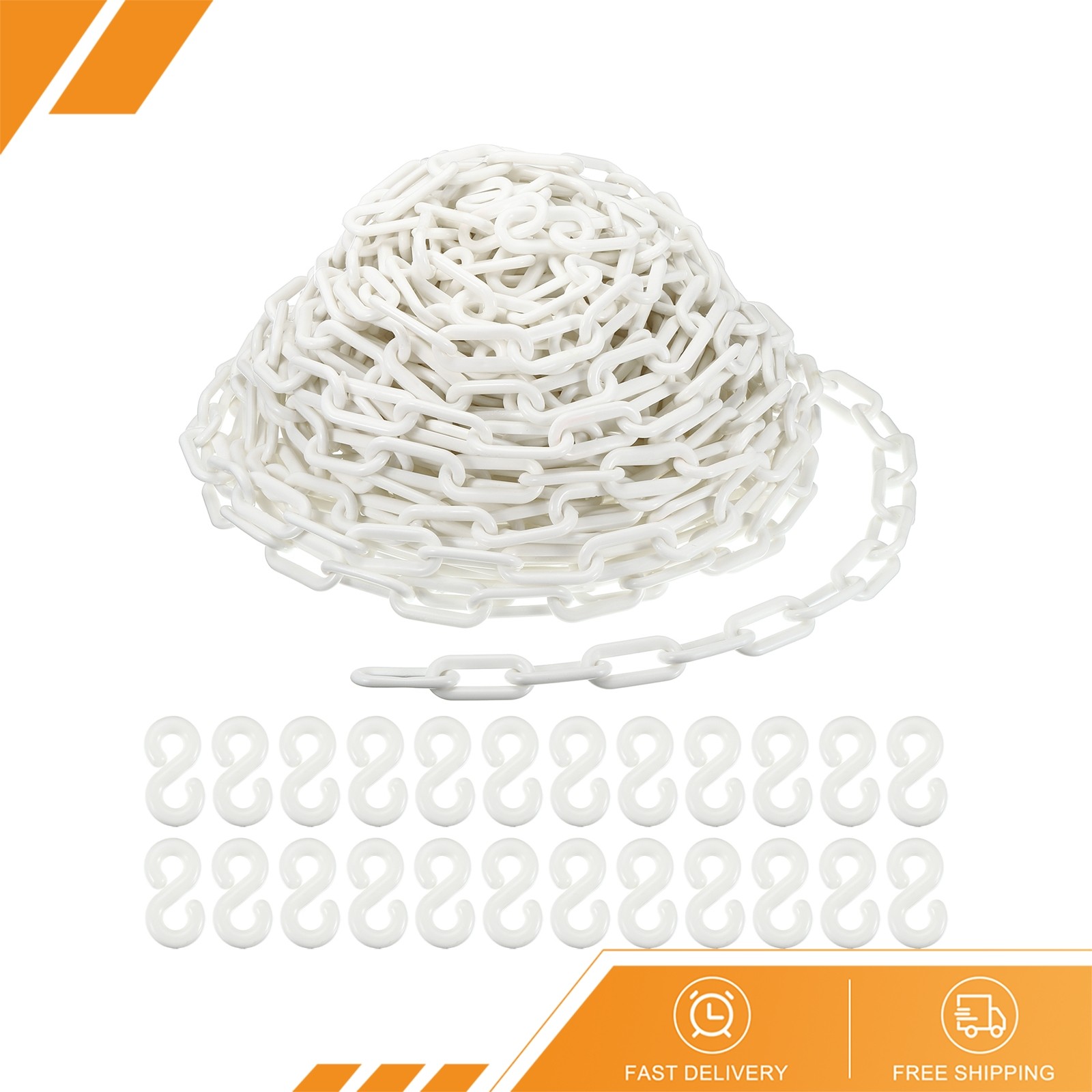 Plastic Chain 100 Foot 2″ Safety Chains, White Plastic Chains