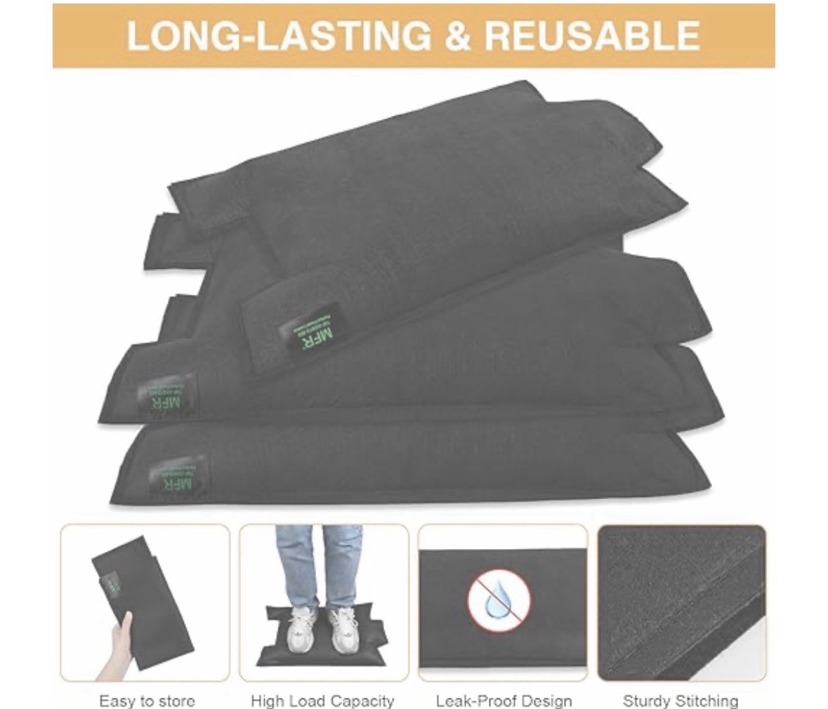 Water Activated Flood Barrier Bags 6 Pack 24x16x3.5 Emergency Sandless Bags