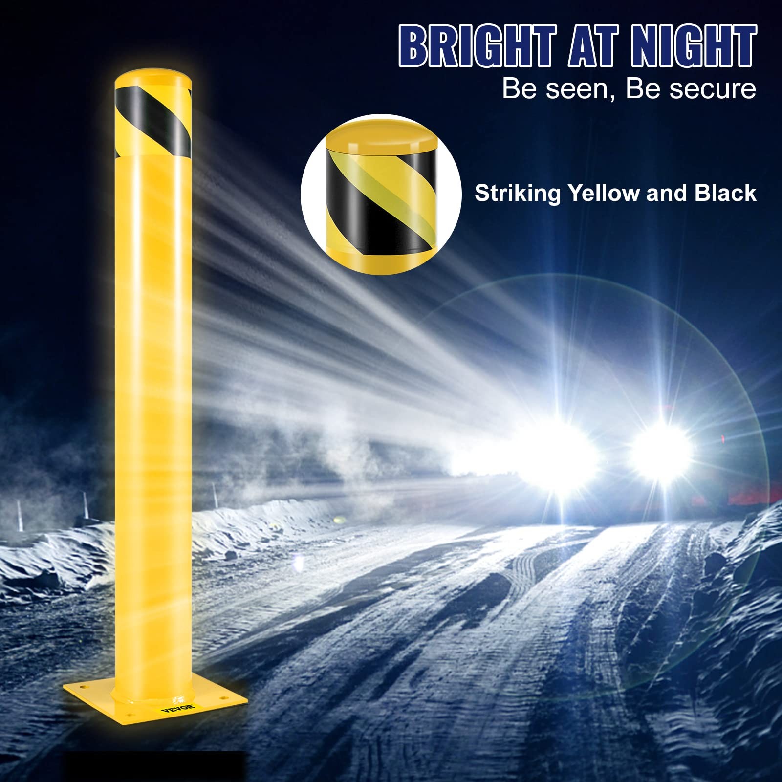 36 Inch Yellow Safety Bollard Durable Q235 Steel For Traffic Protection