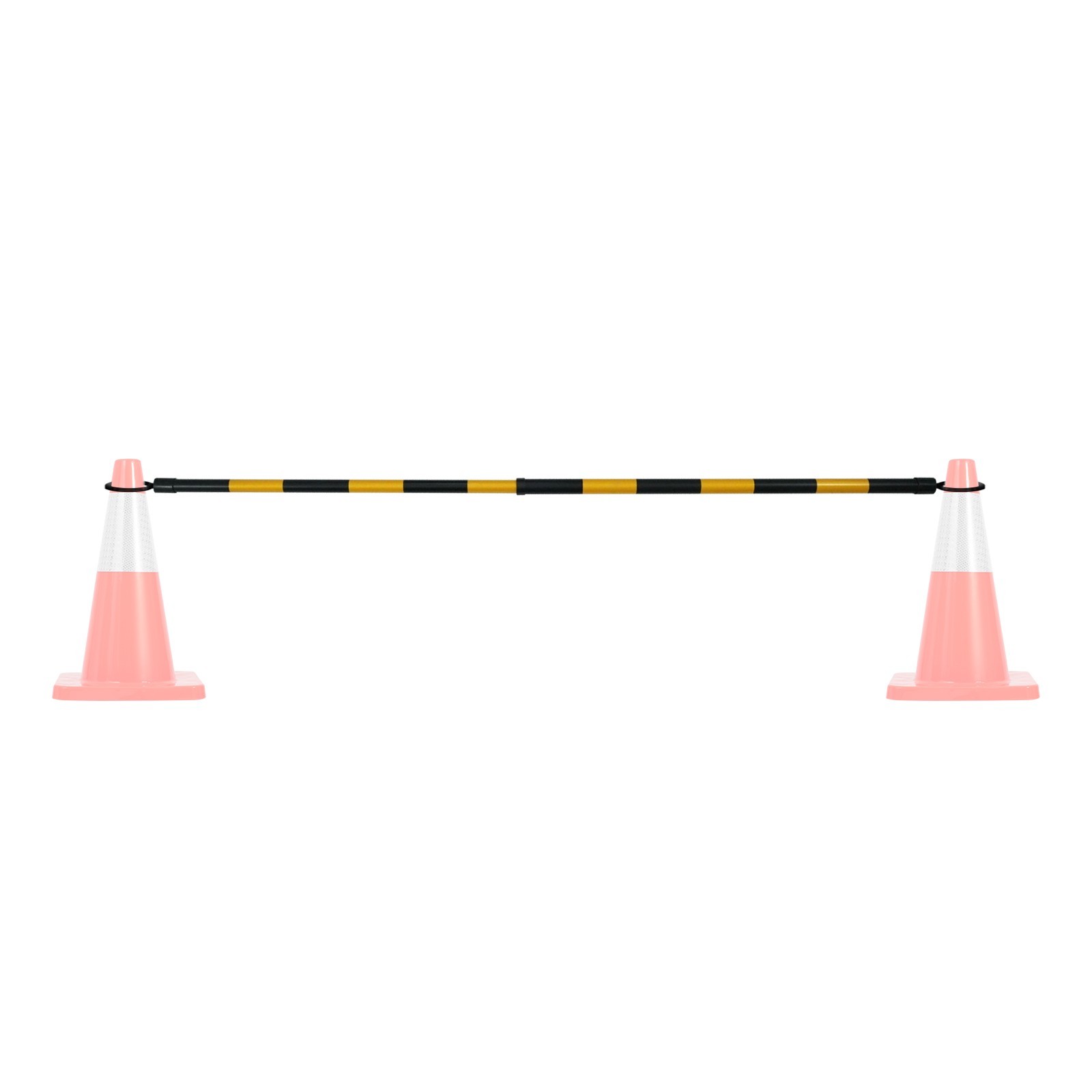 6 Pack Retractable PVC Cone Bar 4.2–6.6 FT Black/Yellow Universal Use