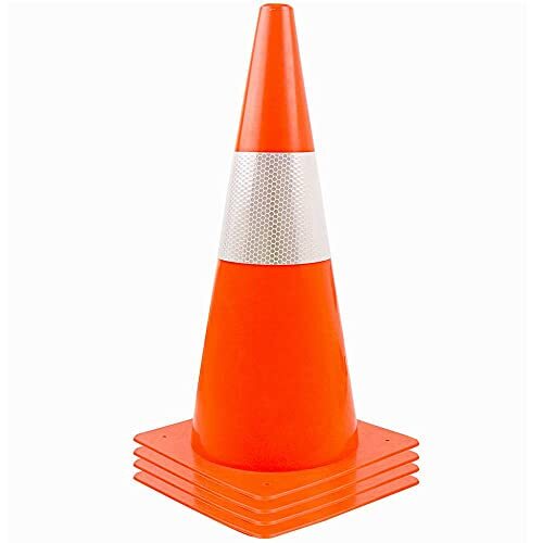 12 inch Traffic Safety Cones with Reflective Collars,[4 Pack]Orange Soccer Tr…
