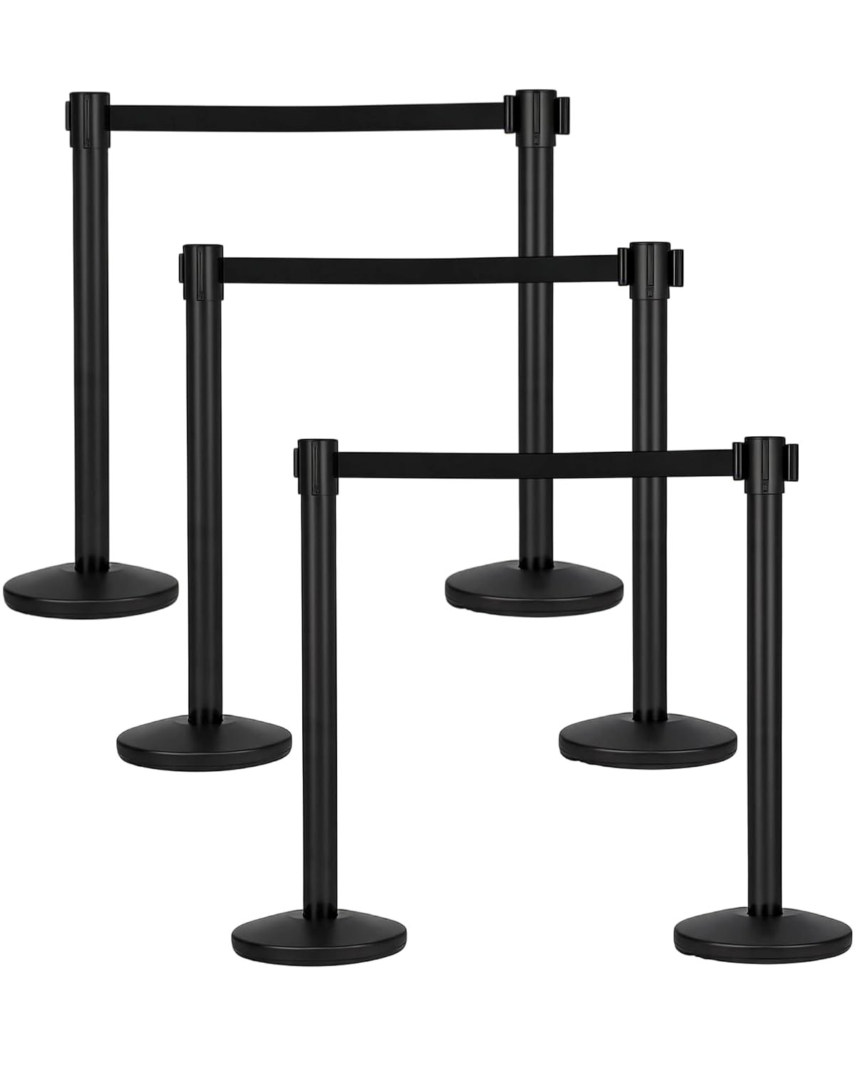 2/4/6Pcs Crowd Control Barrier Queue Poles w/ Retractable Belt Stanchion Posts