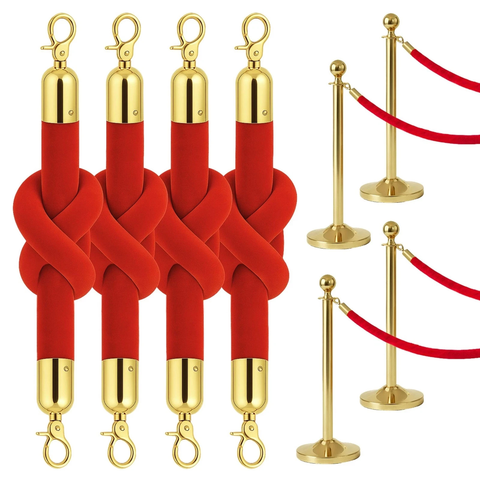 5 Ft Red Carpet Velvet Rope – 4 PCS Red Velvet Rope for Parties Crowd Ceremon…