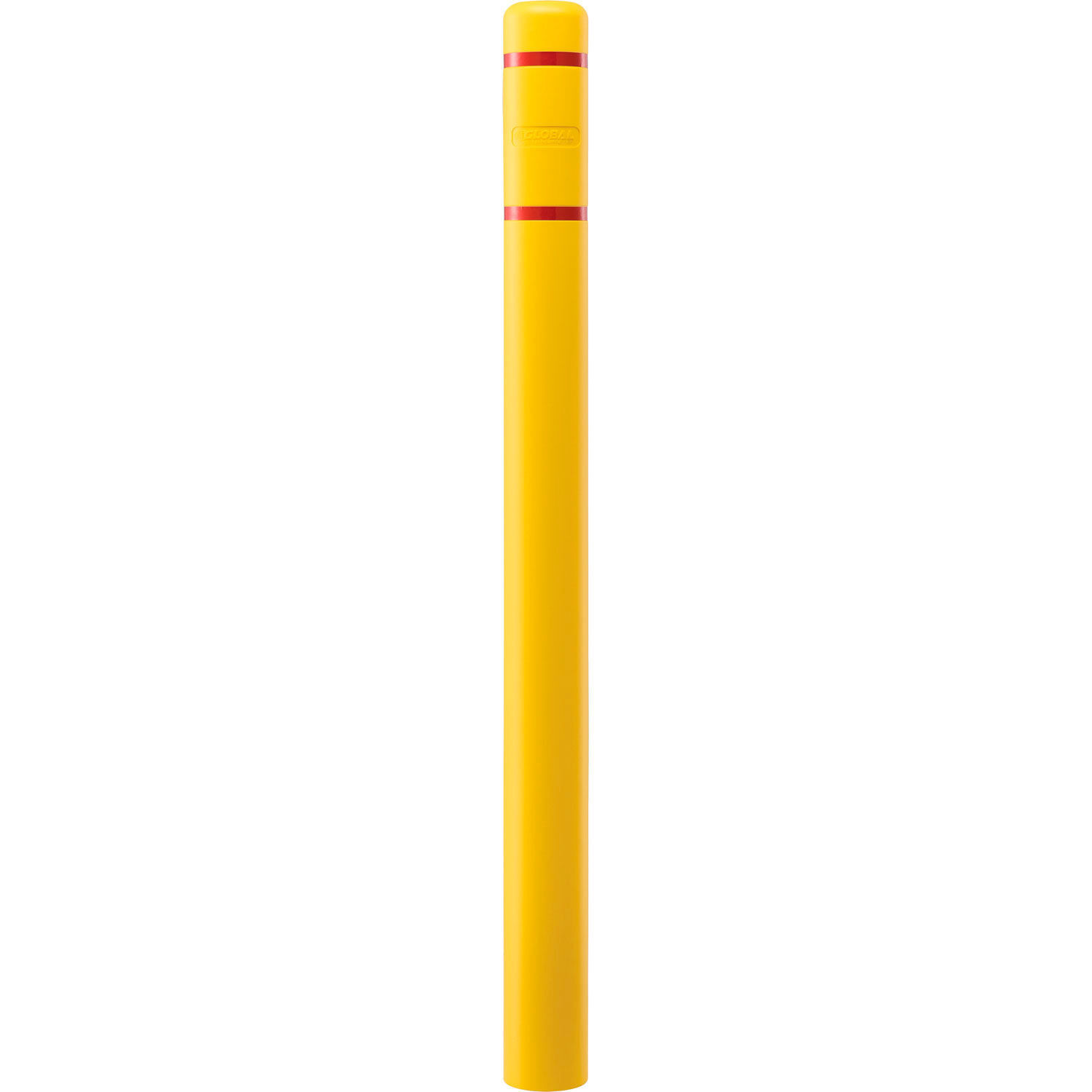 Global Industrial Bollard Post Sleeve 4″ D x 64″ H Yellow With Red Tape HDPE