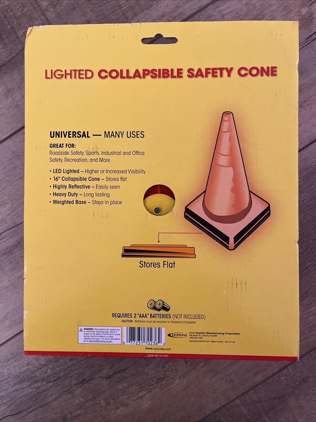 (2) Pack Genuine Victor Lighted Collapsible Safety Cone Roadside Emergency