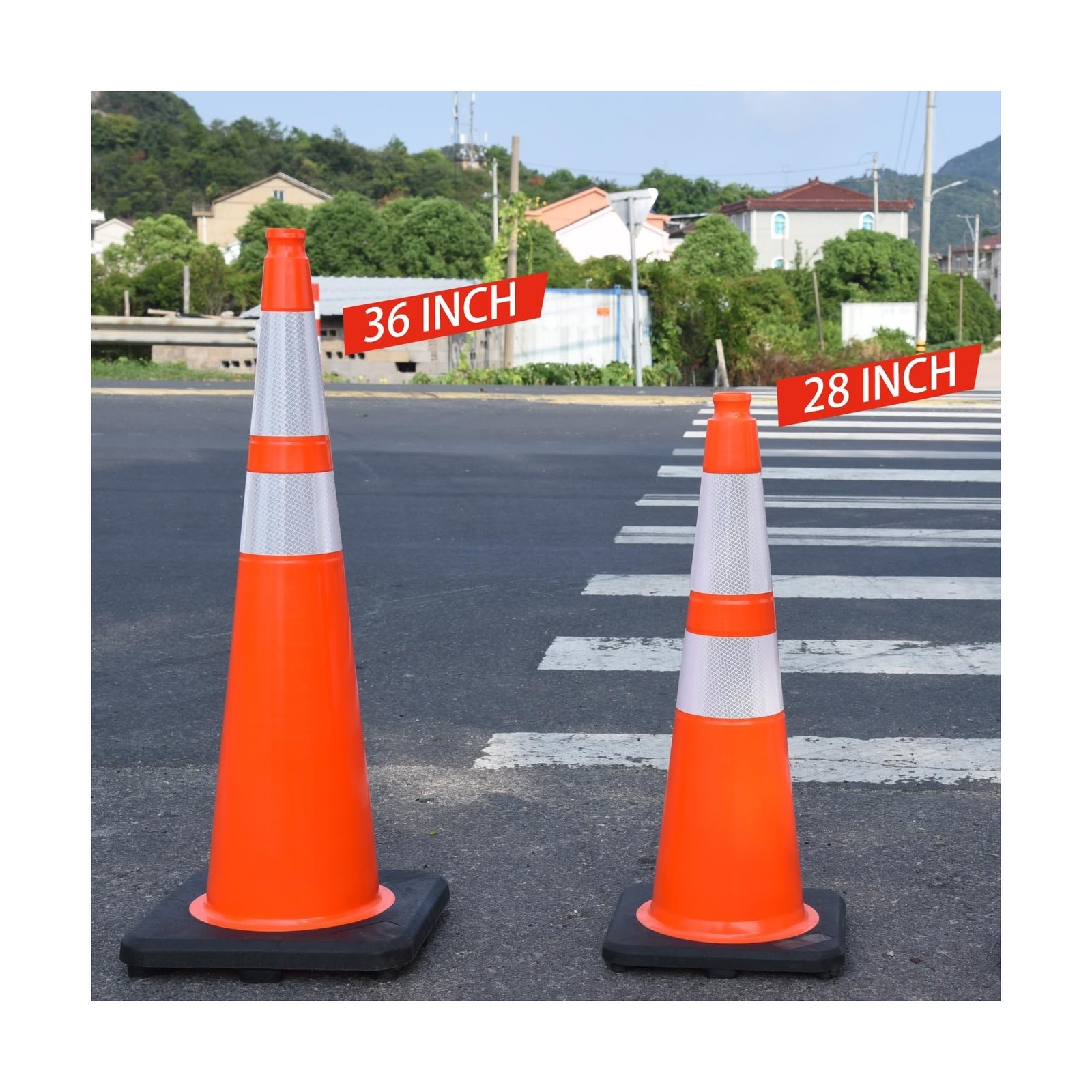 28 Inch Traffic Cones (8 Pack),Heavy-Duty PVC Construction Cones with Weighte…
