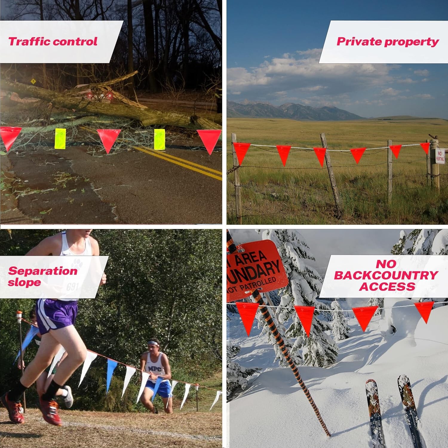 Caution Barricade Flags 102FT string Warn of hazardous areas, traffic control…