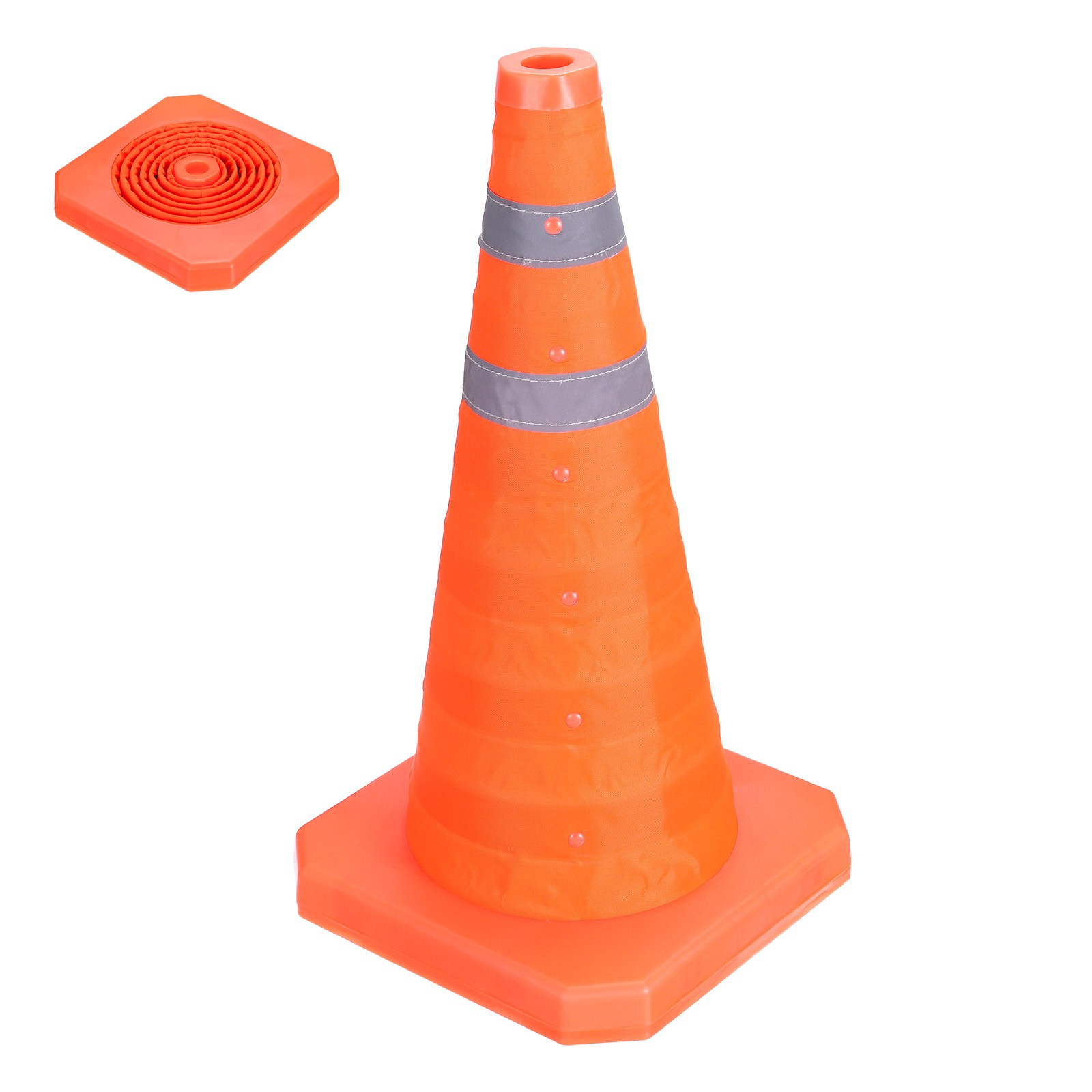 18″ Collapsible Traffic Cones, Safety Cones with Reflective Collar