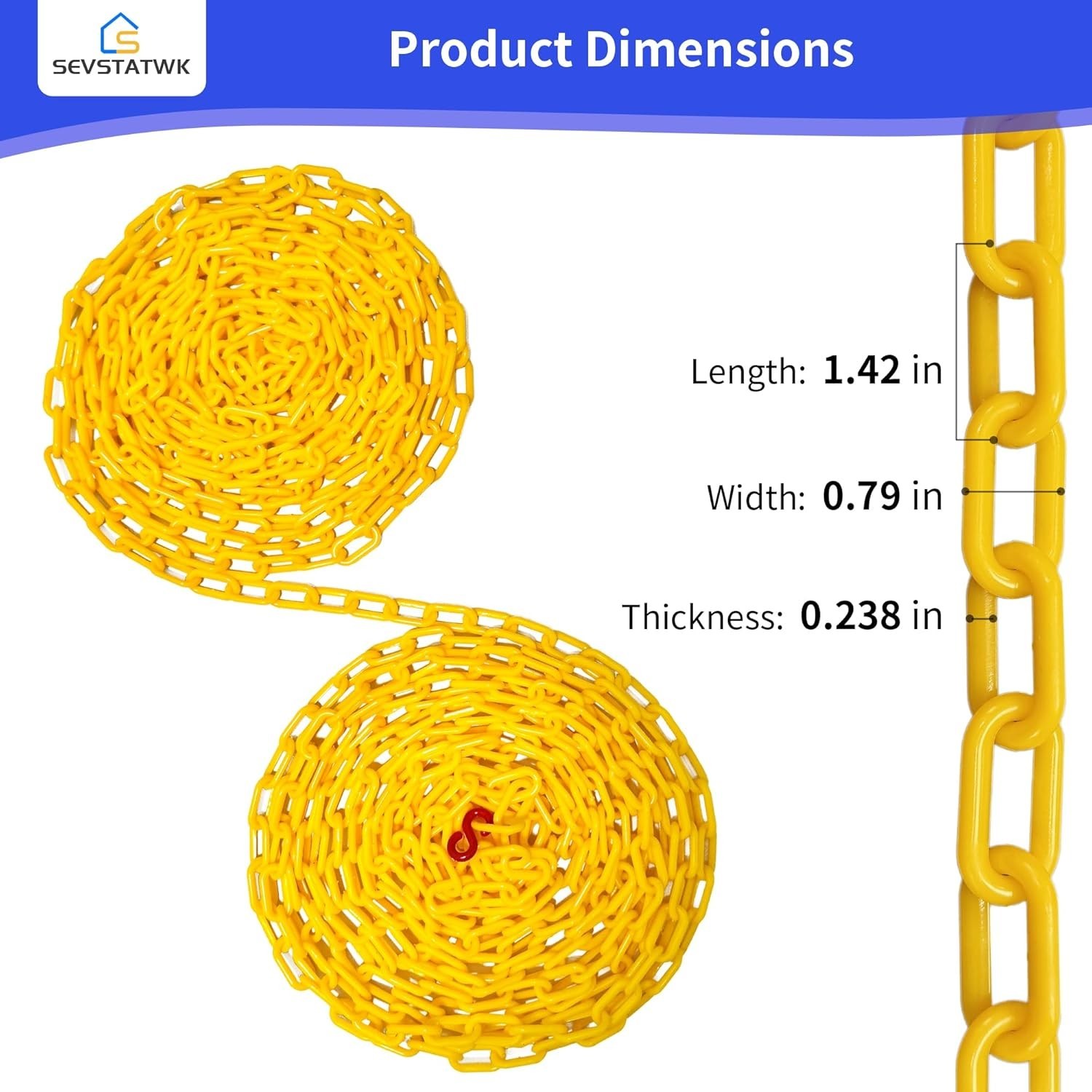 Durable 25ft Yellow Plastic Chain Barrier for Outdoor & Indoor Safety Solutions