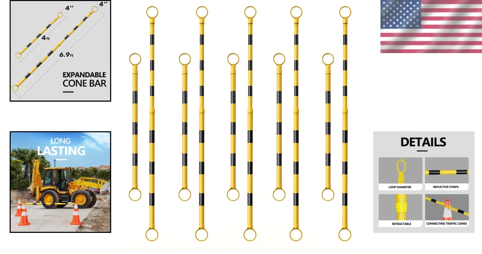 Extendable Cone Bar for Traffic Safety
