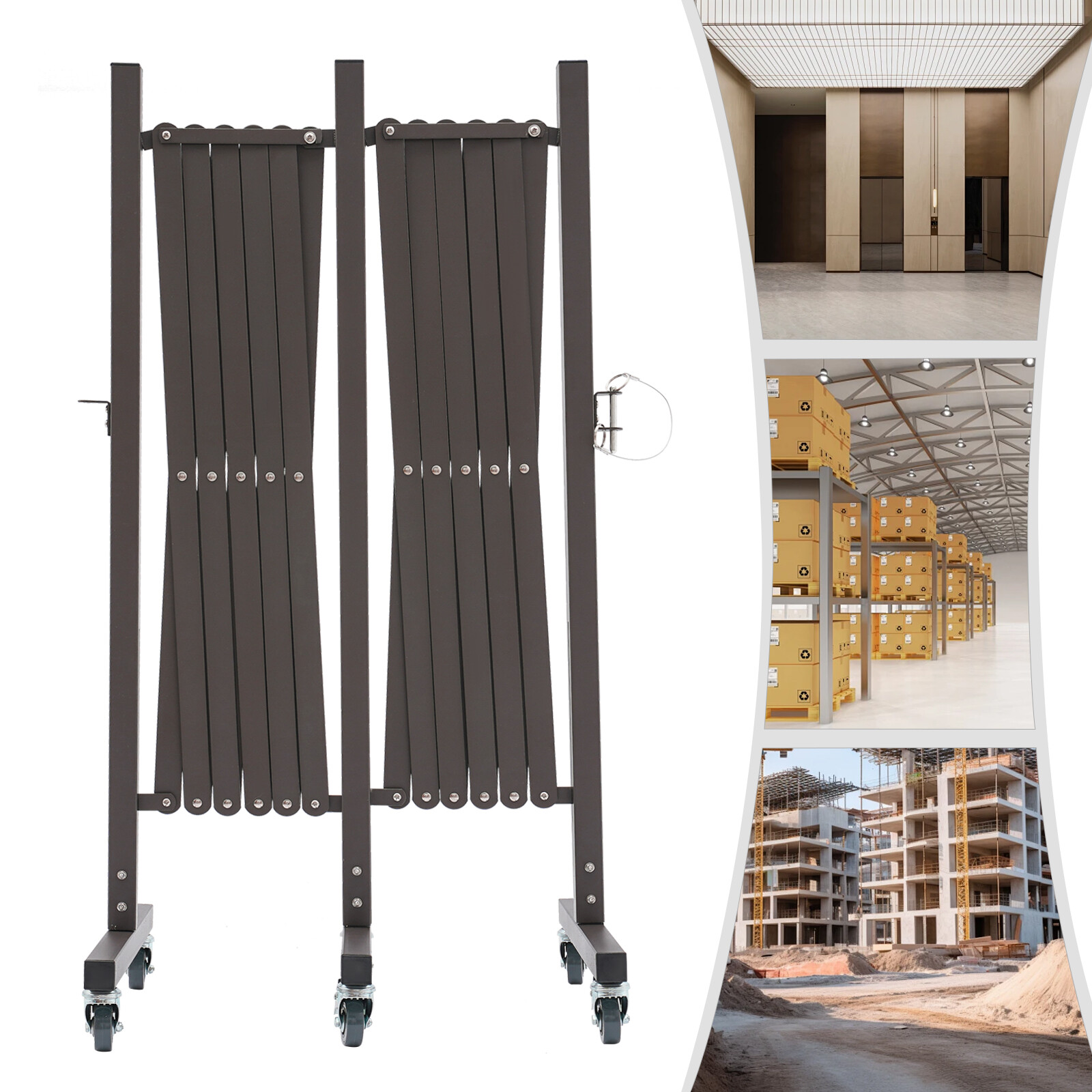 16.4′ Expandable Barricaded Barrier Retractable Traffic Fence Mobile Safety Gate