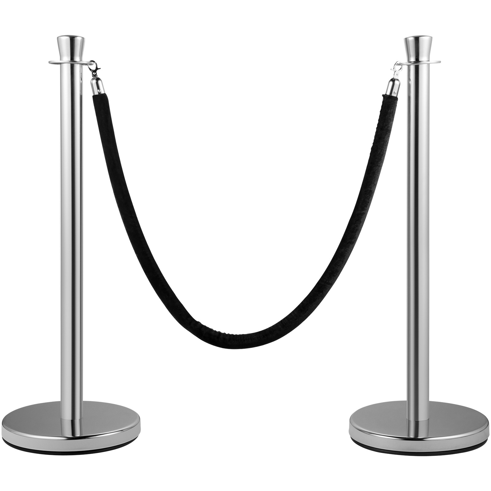 Crowd Control Stanchion Stanchion Set 2 Pieces Set with Black Velvet Rope