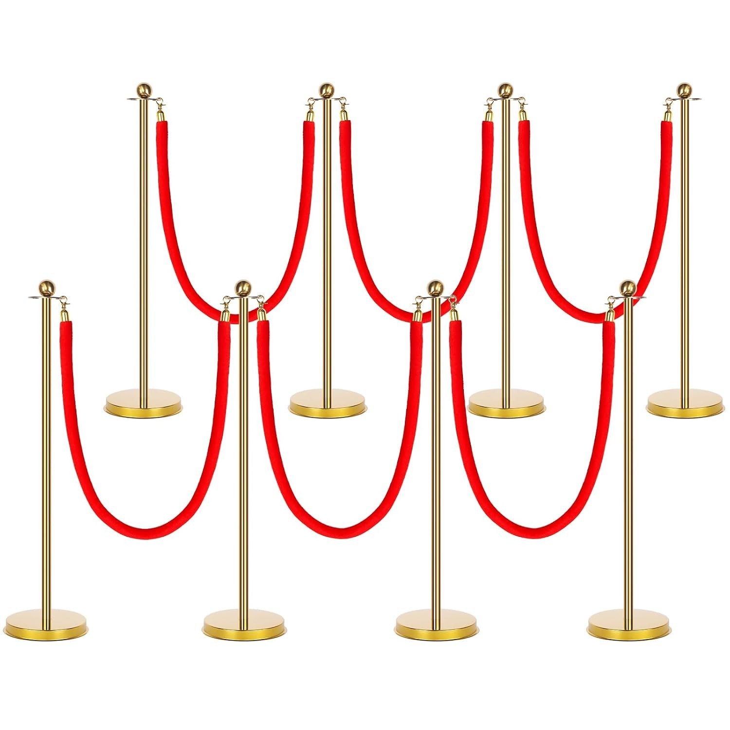 8 Post Red Carpet Party Stanchions 27.5″ SHORT Lightweight Posts Velvet Ropes