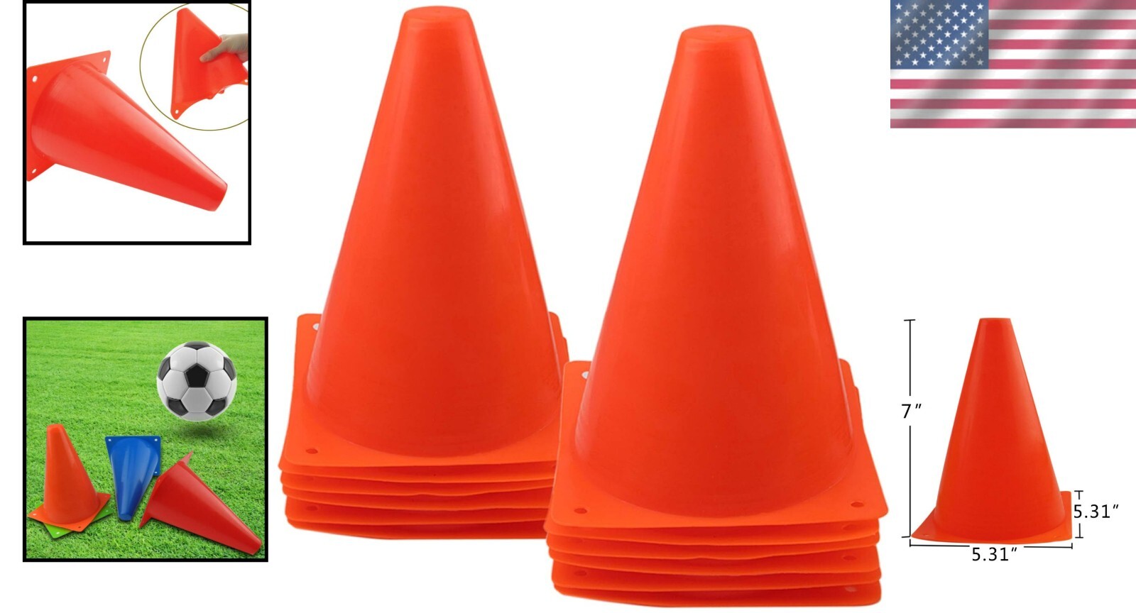 Durable 7-Inch Sports Cones for Agility Training – Indoor & Outdoor Use