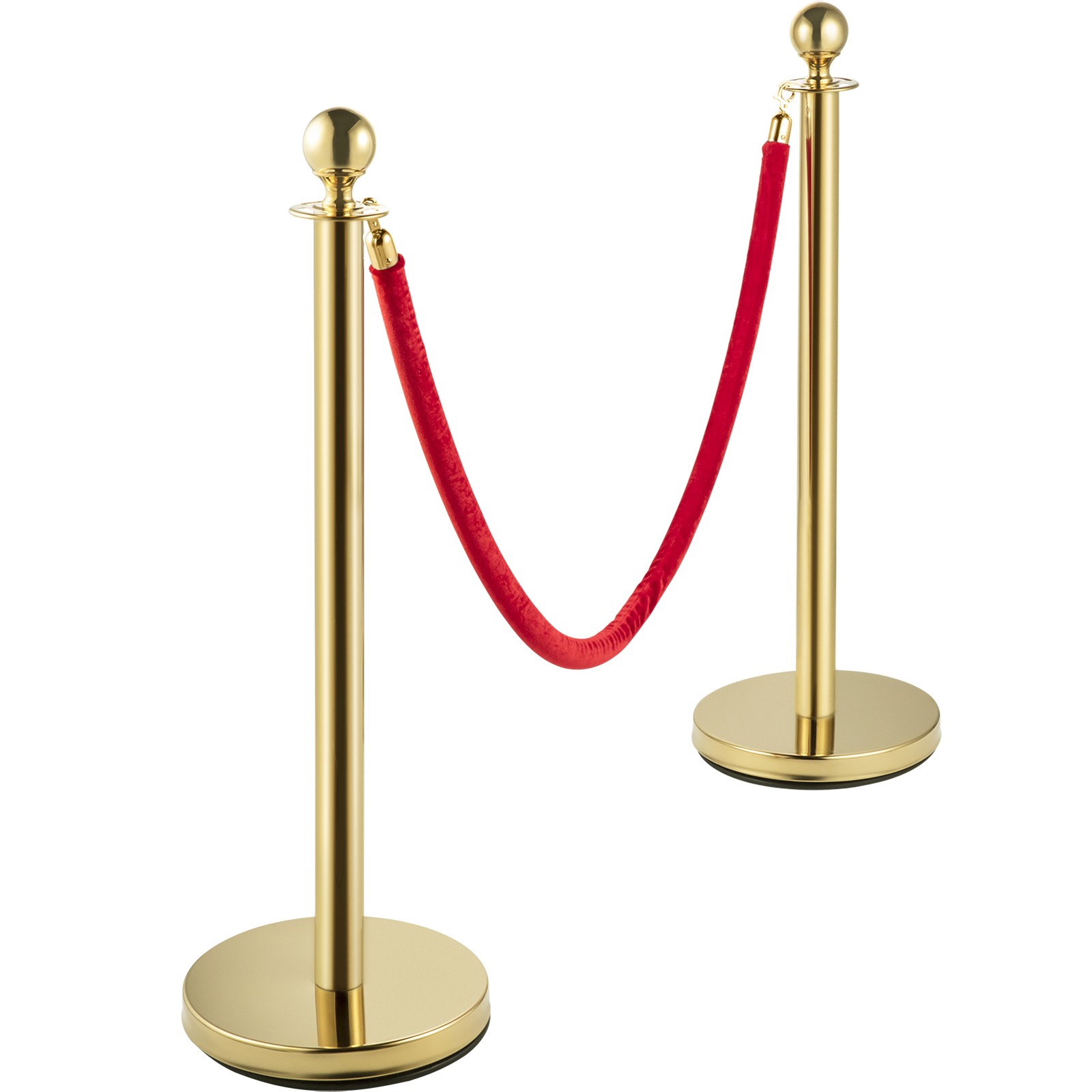 VEVOR Velvet Ropes and Posts Gold Stanchion 5ft/1.5m Crowd Control Barriers 6PCS