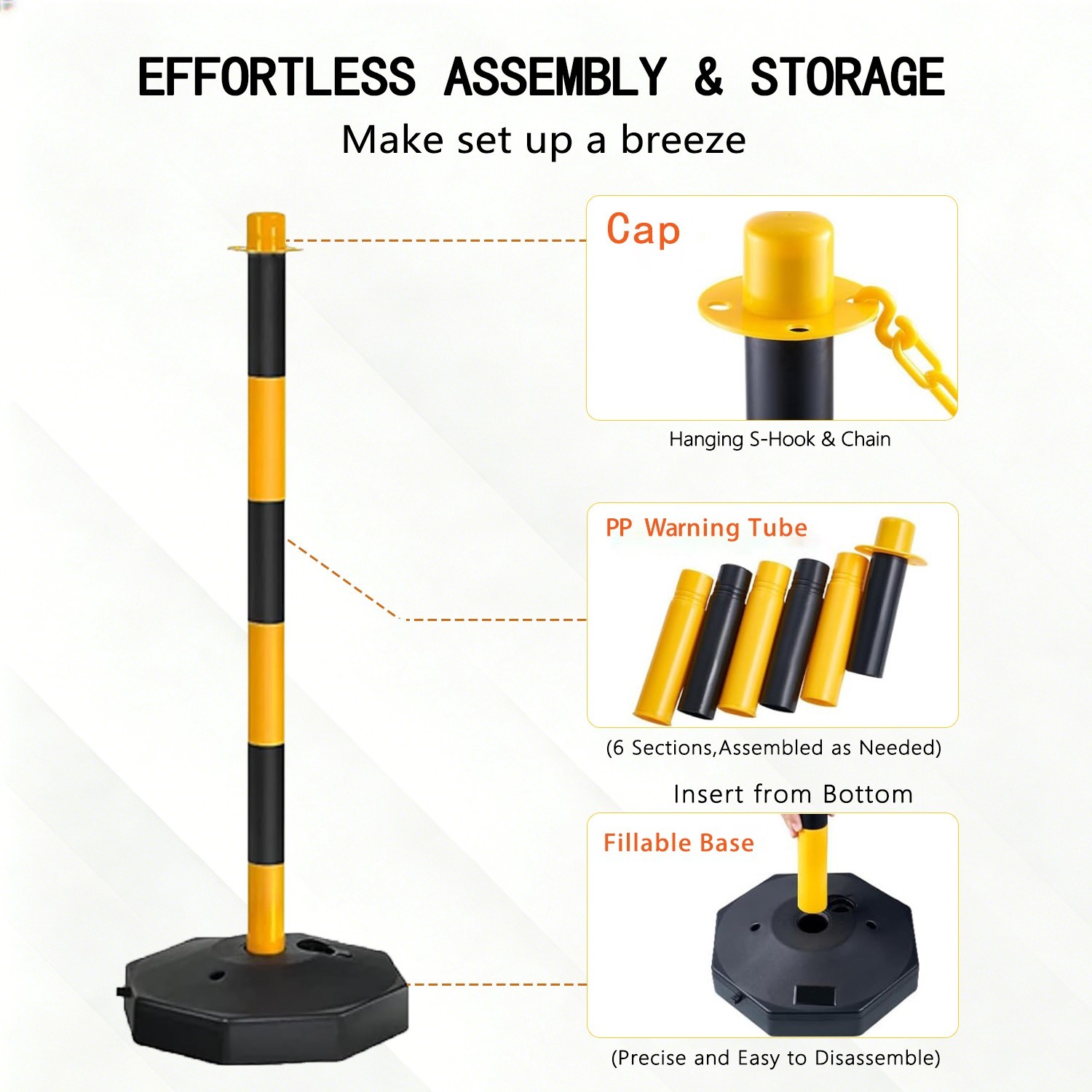 (Used)2 Pack 34 inch Adjustable Traffic Cones:Fillable Base,6.6FT Chain