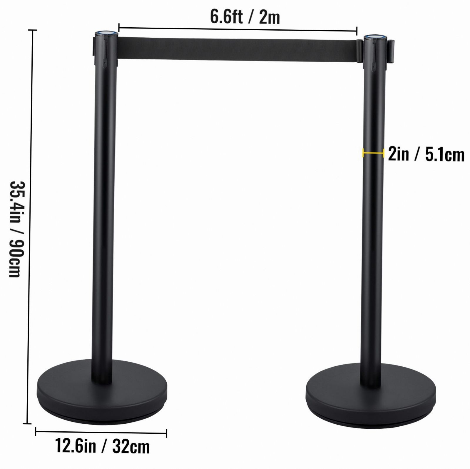 4-Pc Stainless Crowd Control Stanchion w/ 6.6ft Retractable Belts