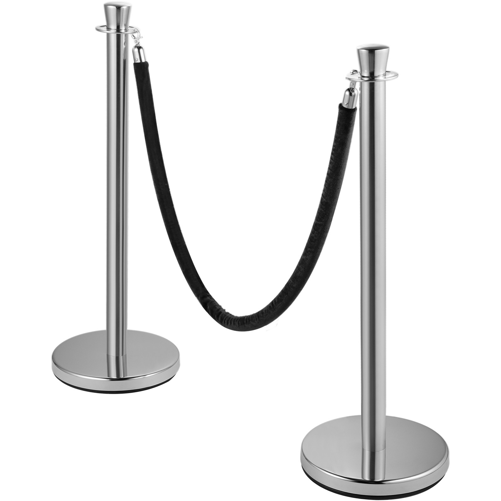Crowd Control Stanchion Stanchion Set 2 Pieces Set with Black Velvet Rope