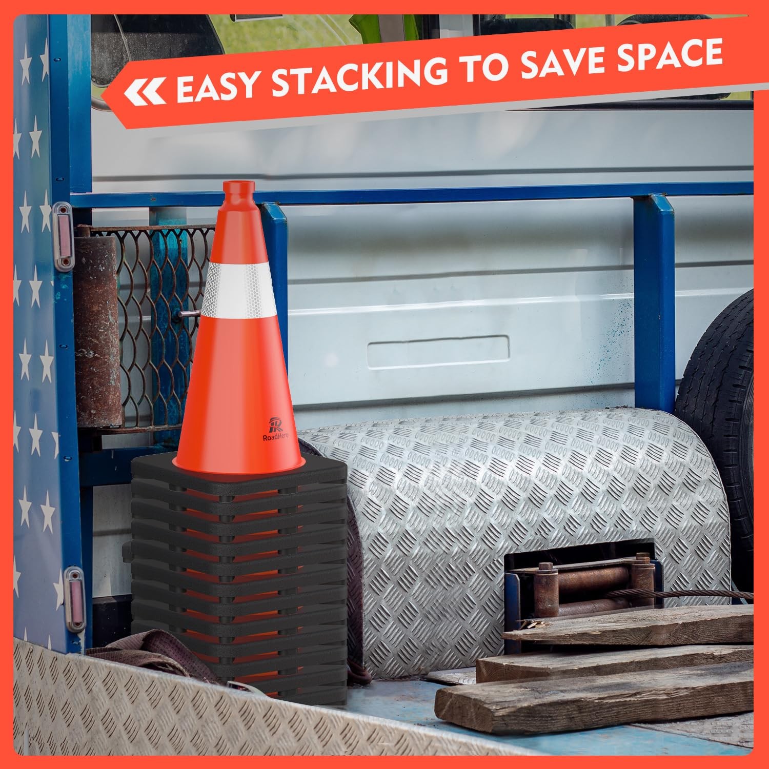 4 Pack Traffic Safety Cones 18 Inch Orange PVC Reflective Weighted Base