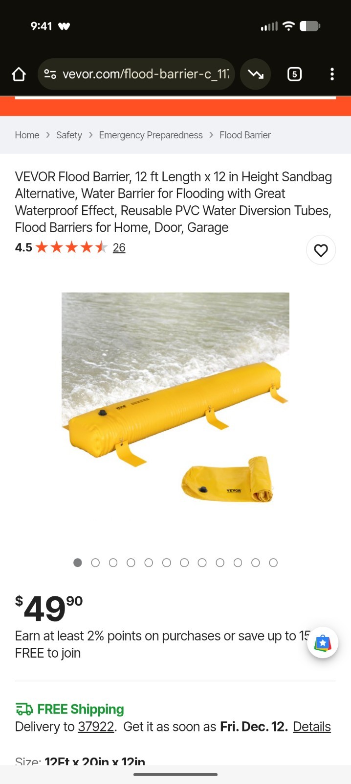 VEVOR Flood Barrier Set 12 Ft Length x 12″ Height F12FT20IN12IN76FRV0-0712