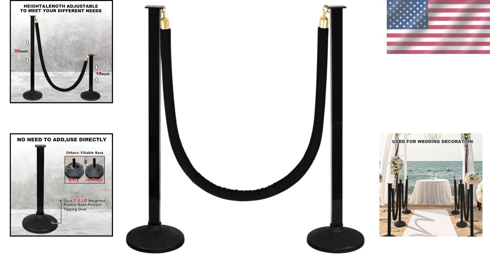 Versatile Stanchions with Velvet Rope – Adjustable Height for Ultimate Control