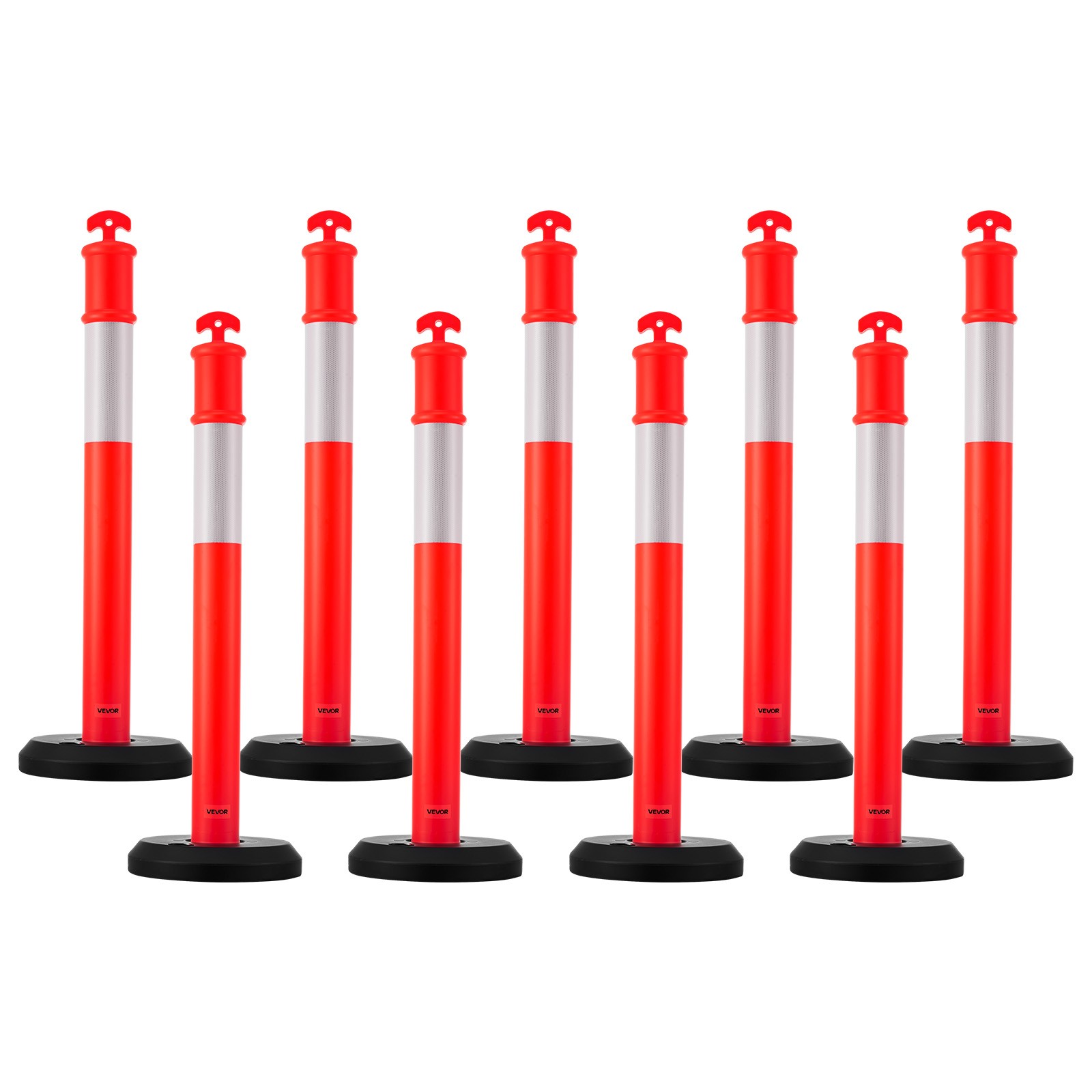 VEVOR 9 Packs Traffic Delineator Posts 48 in Traffic Safety Cones Fillable Base