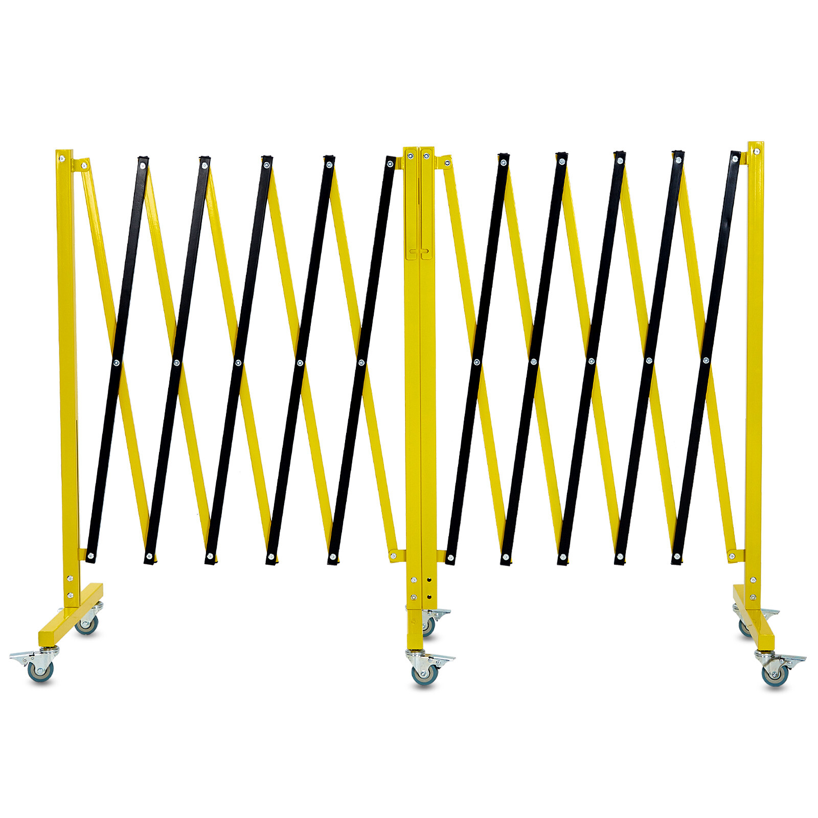 19.8FT Expandable Metal Barricade Safety Barrier Gate Traffic Fence W/ Casters