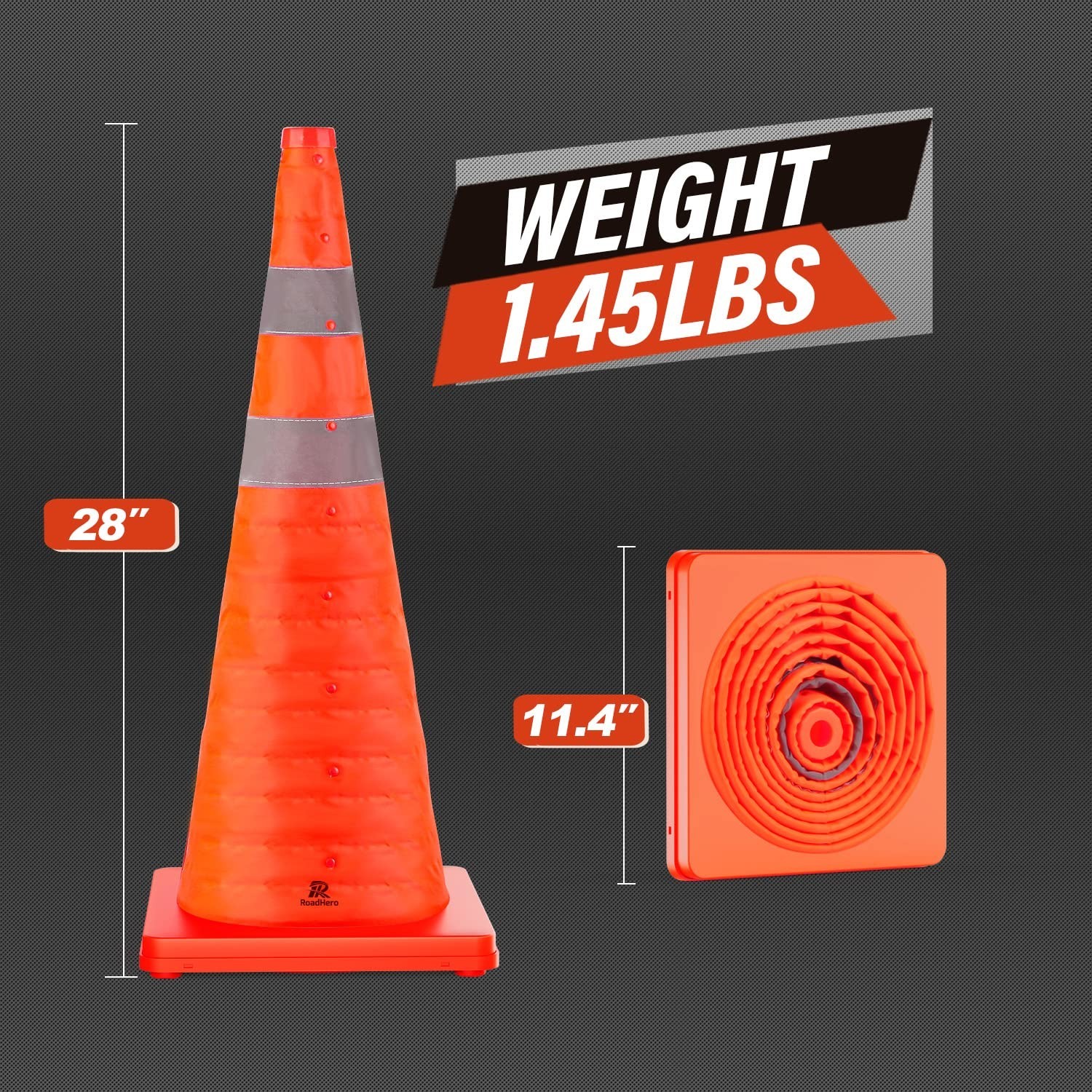 28 Inch 4 Pack Collapsible Traffic Cones, Multi Purpose Pop-up Cones with Ref…