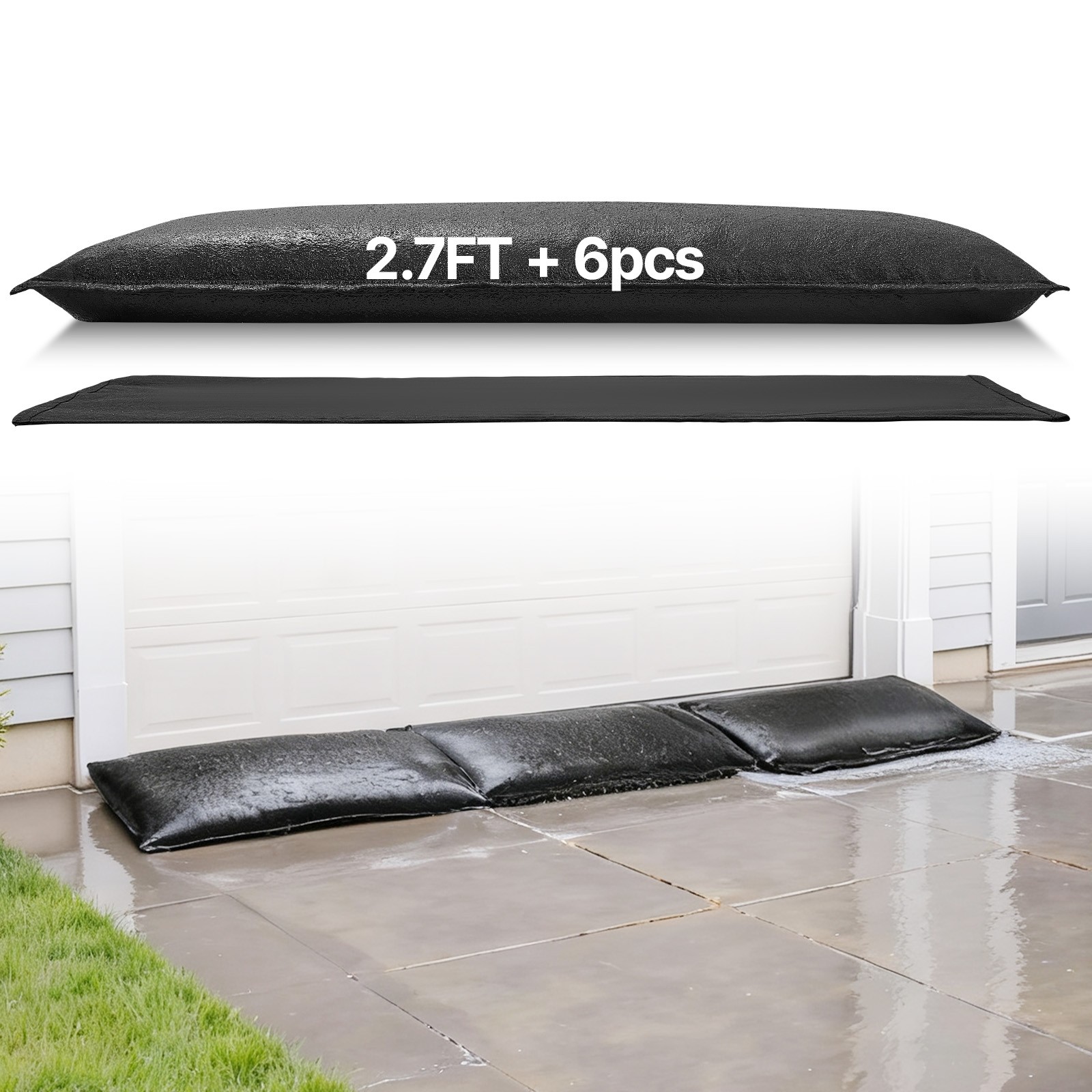Uimoso Quick Dam Flood Barrier 2.7 x 1.4ft Length Flood Protection Bags 6 Packs