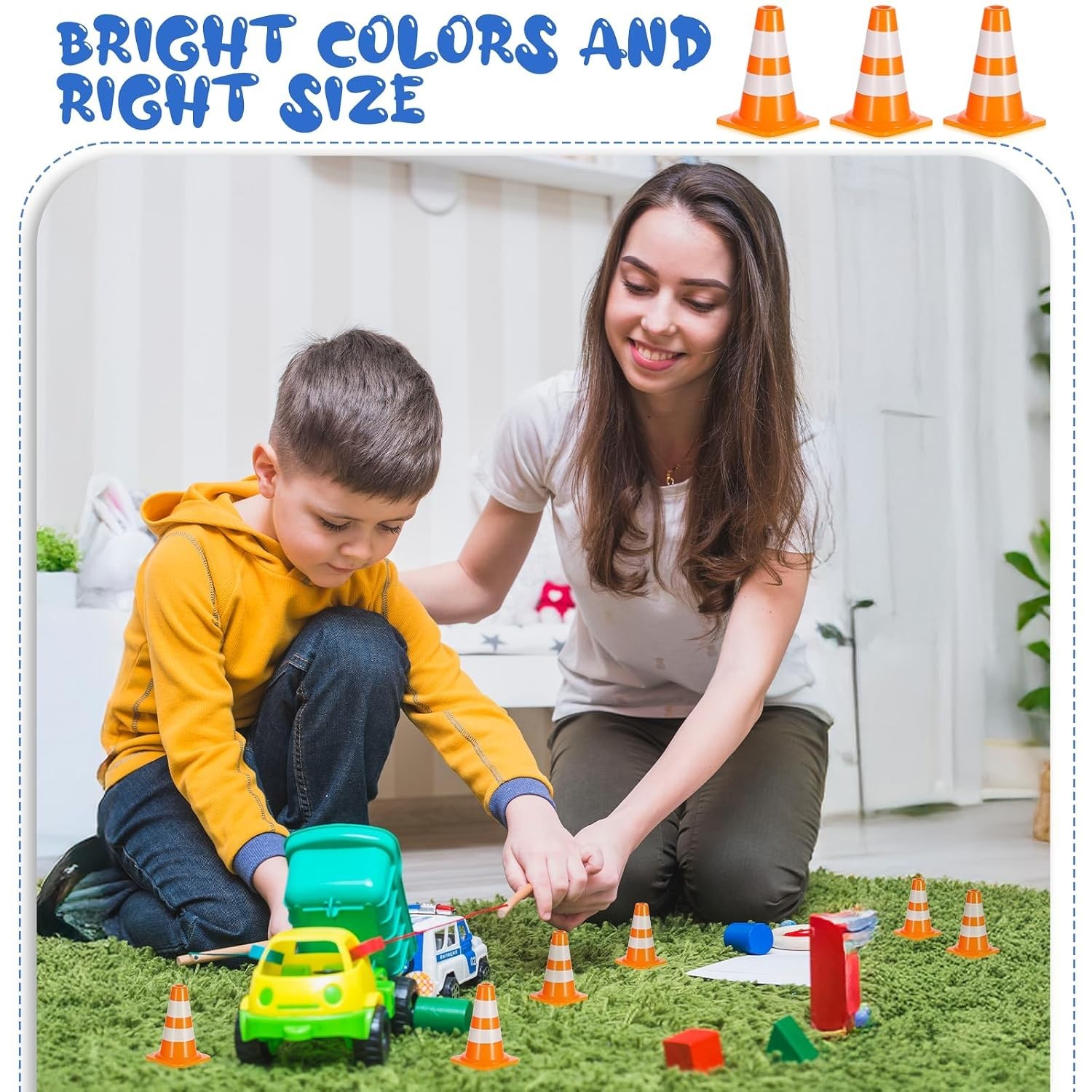 30 PCS Mini Traffic Cones, 1″ Mini Orange Cones Roadblock Signs, Small Construct