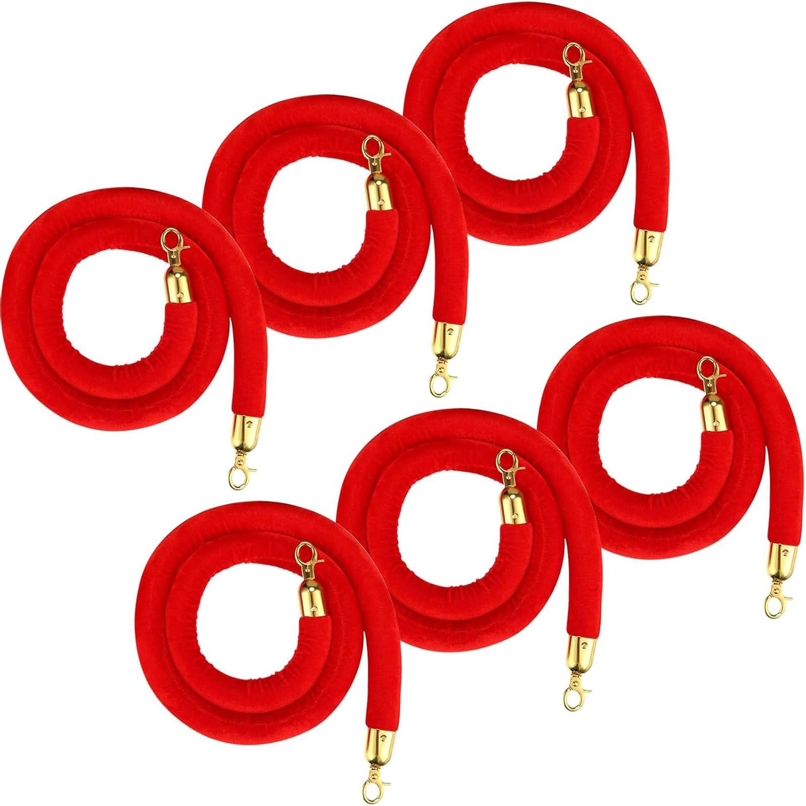 6 Pcs Velvet Stanchion Rope Decorations 5ft Crowd Control Ropes Safety Barrier