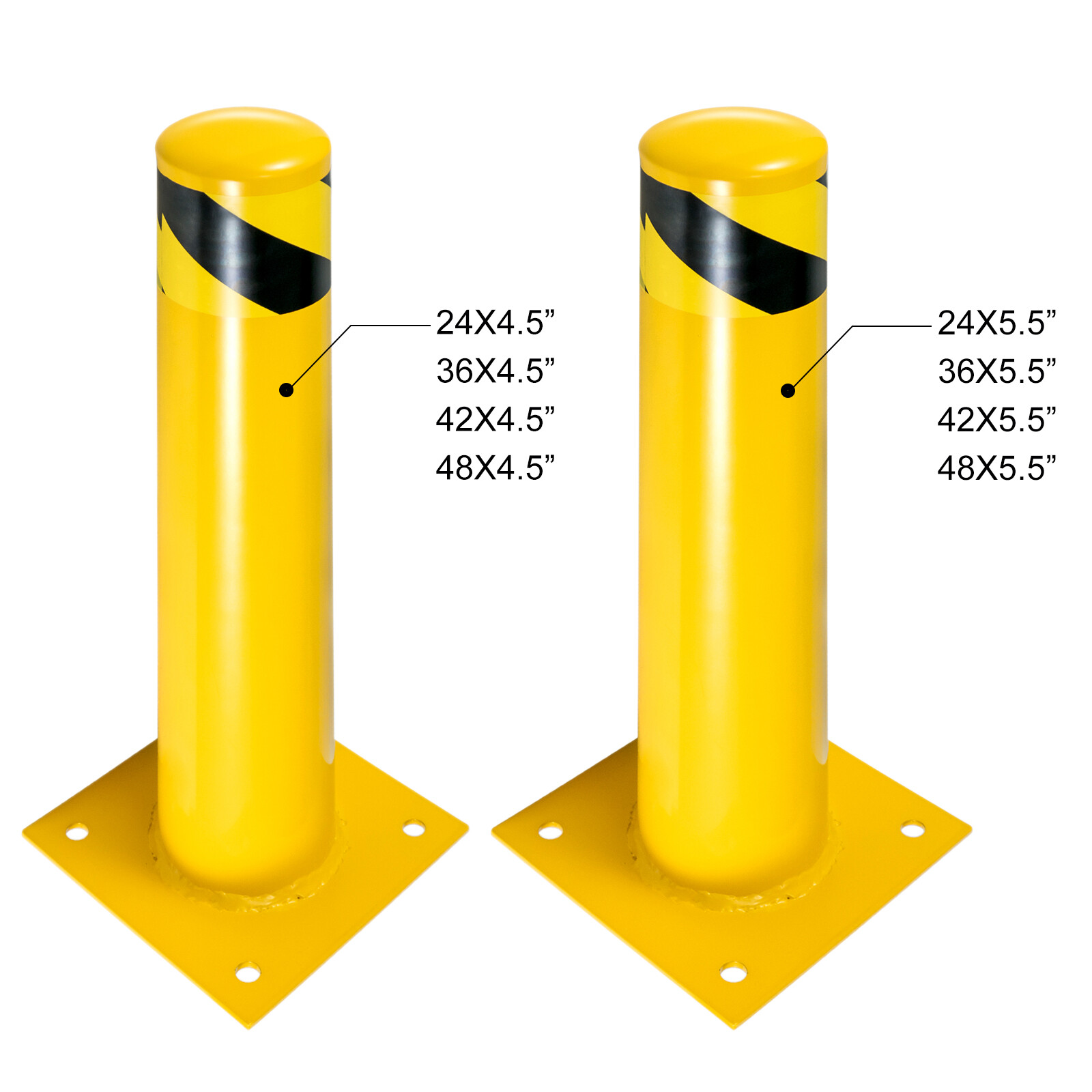 Safety Bollard 4.5/5.5″D Steel Post 24/36/42/48″ Height Sidewalk Parking Barrier