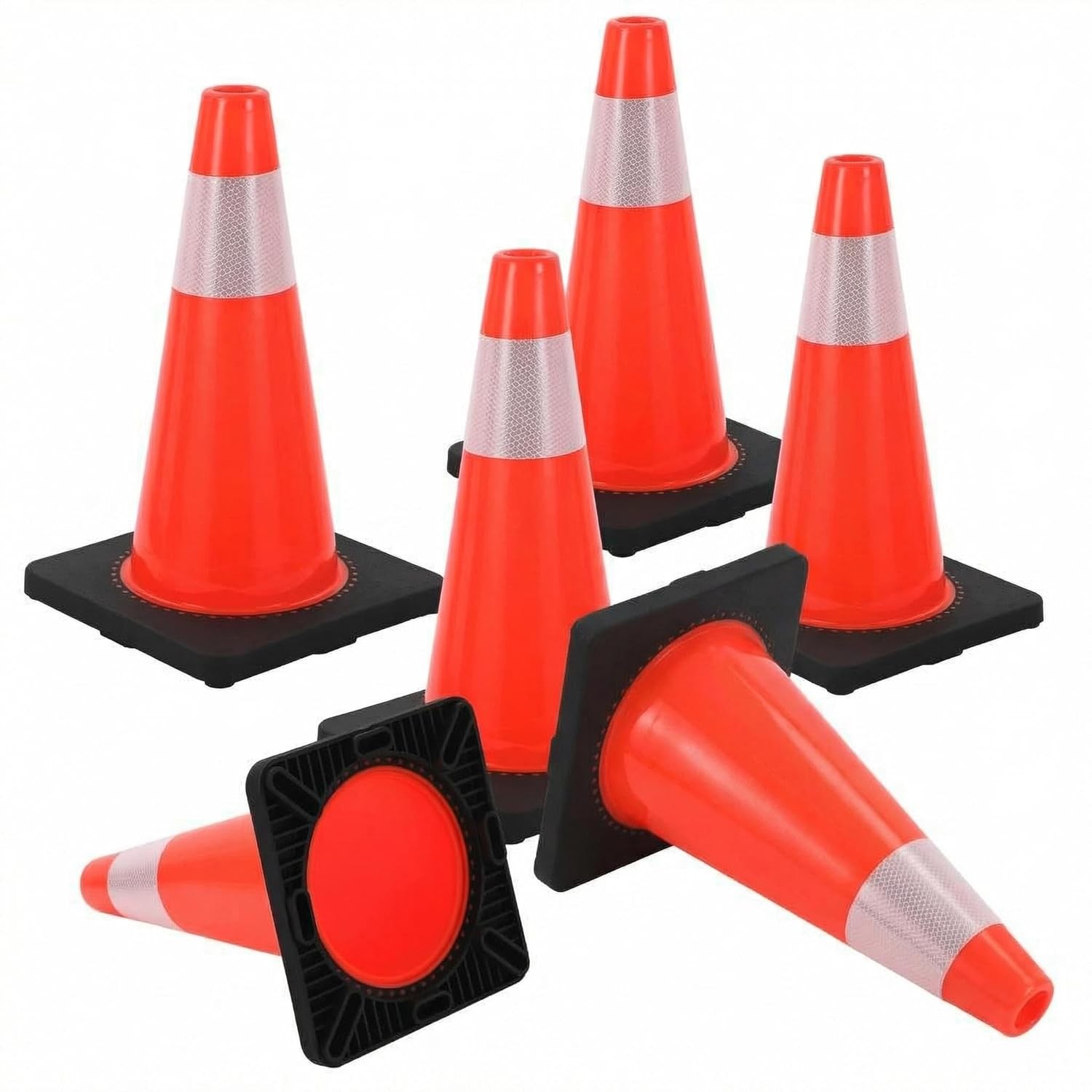4/6Pack-18/28inch Orange PVC High-Performance Traffic Cone, Traffic Safety Cone