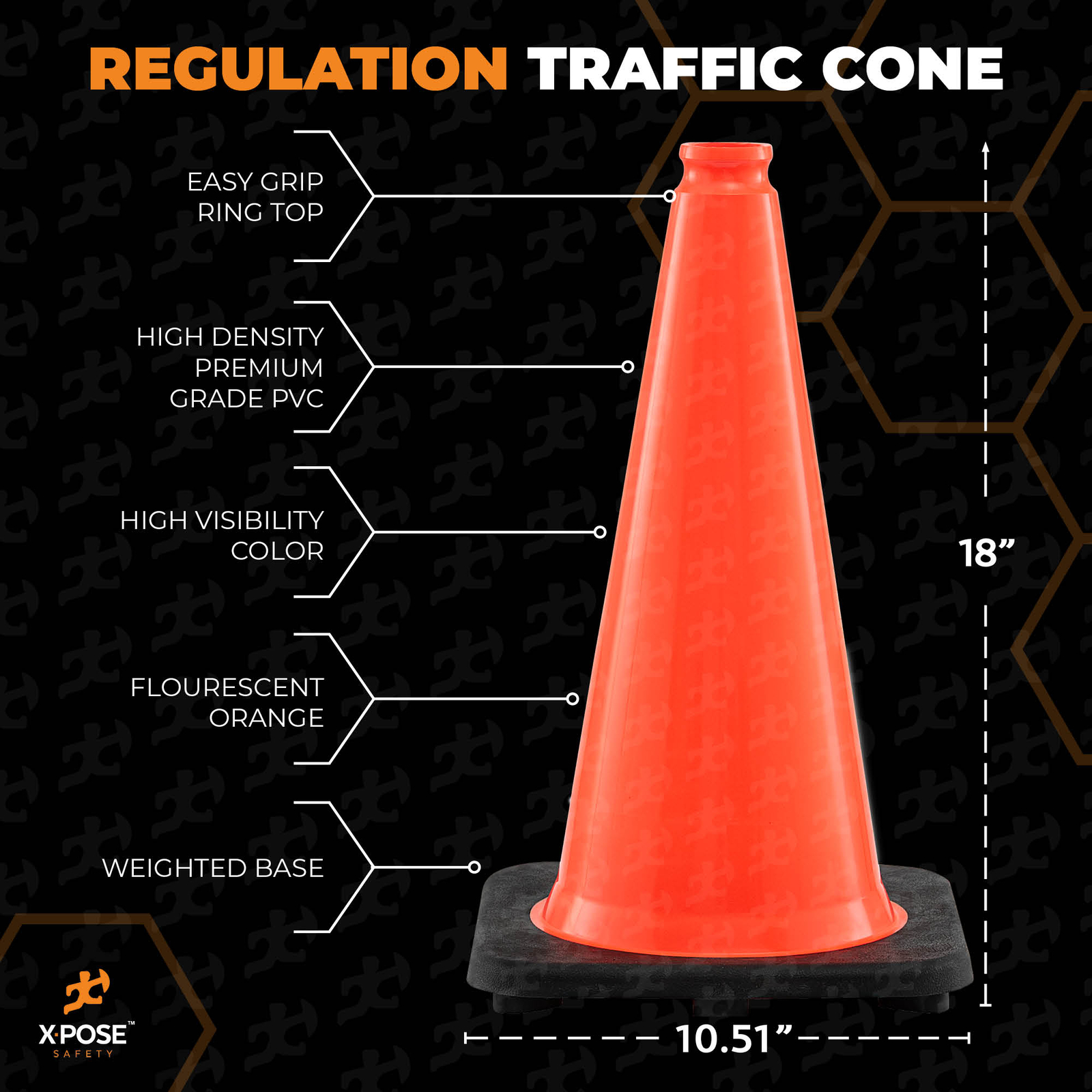 1 of Orange Traffic Cones 18 Inch , Multipurpose PVC Plastic Safety Cone