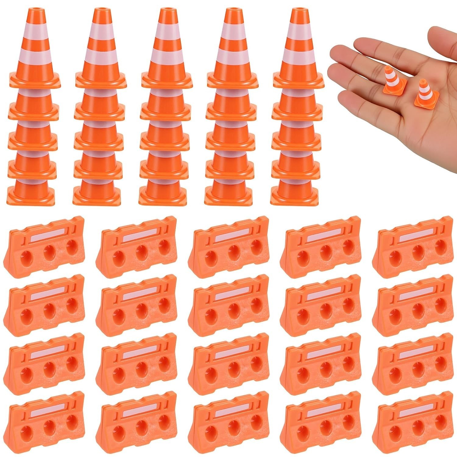 Bright Orange Mini Traffic Cones – 40 Piece Set for Sensory Play & Safety