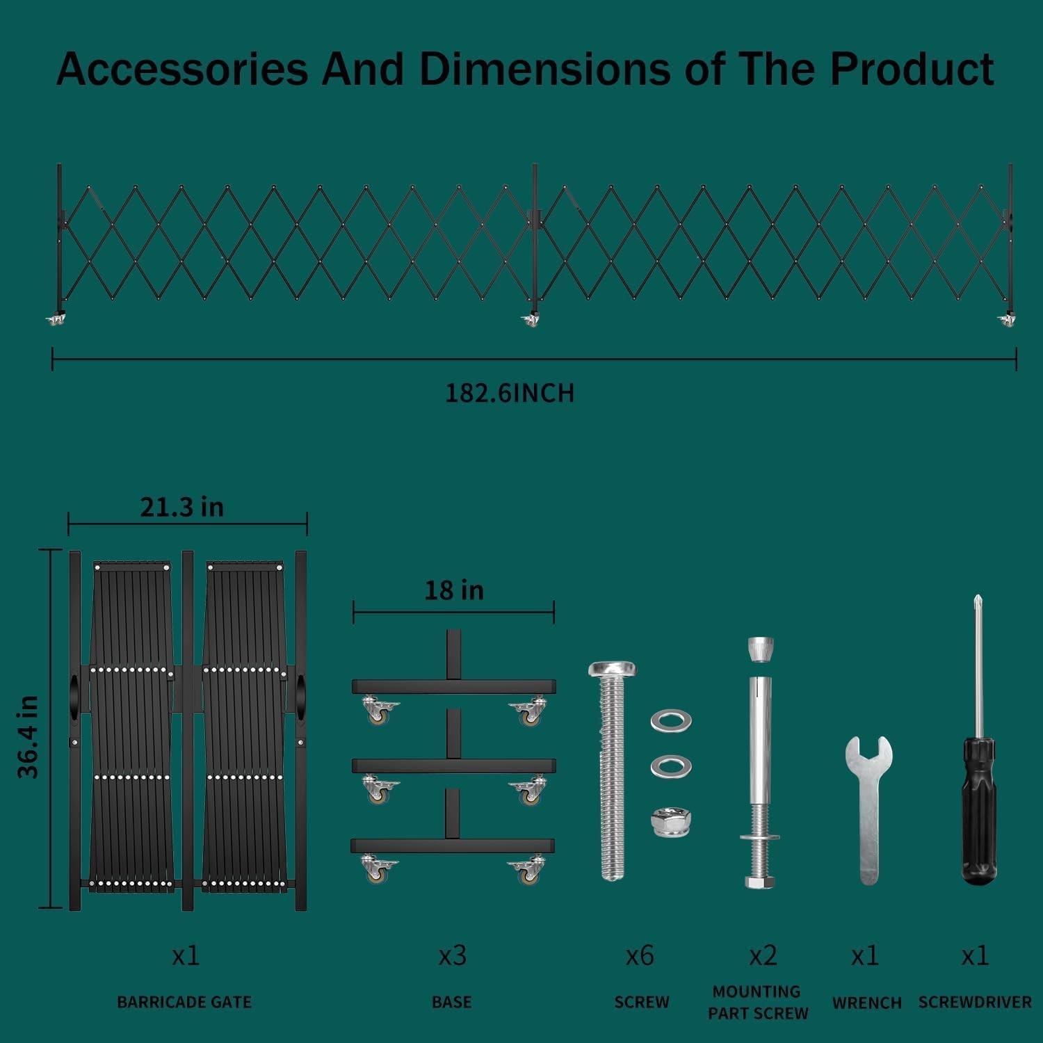 Expandable Barricade Gate Accordion Garden Yard Outdoor Indoor Portable Folding