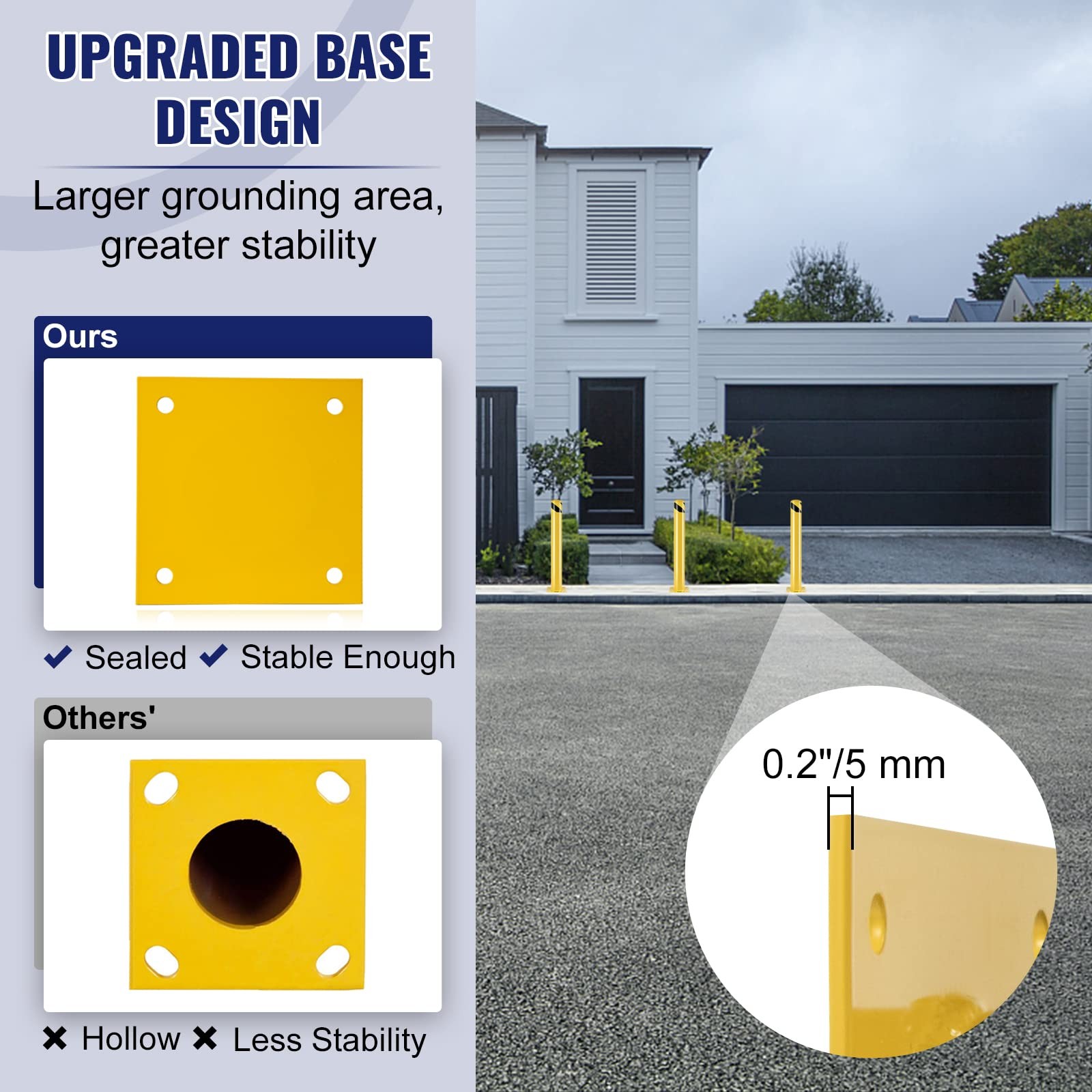 36 Inch Yellow Safety Bollard Durable Q235 Steel For Traffic Protection
