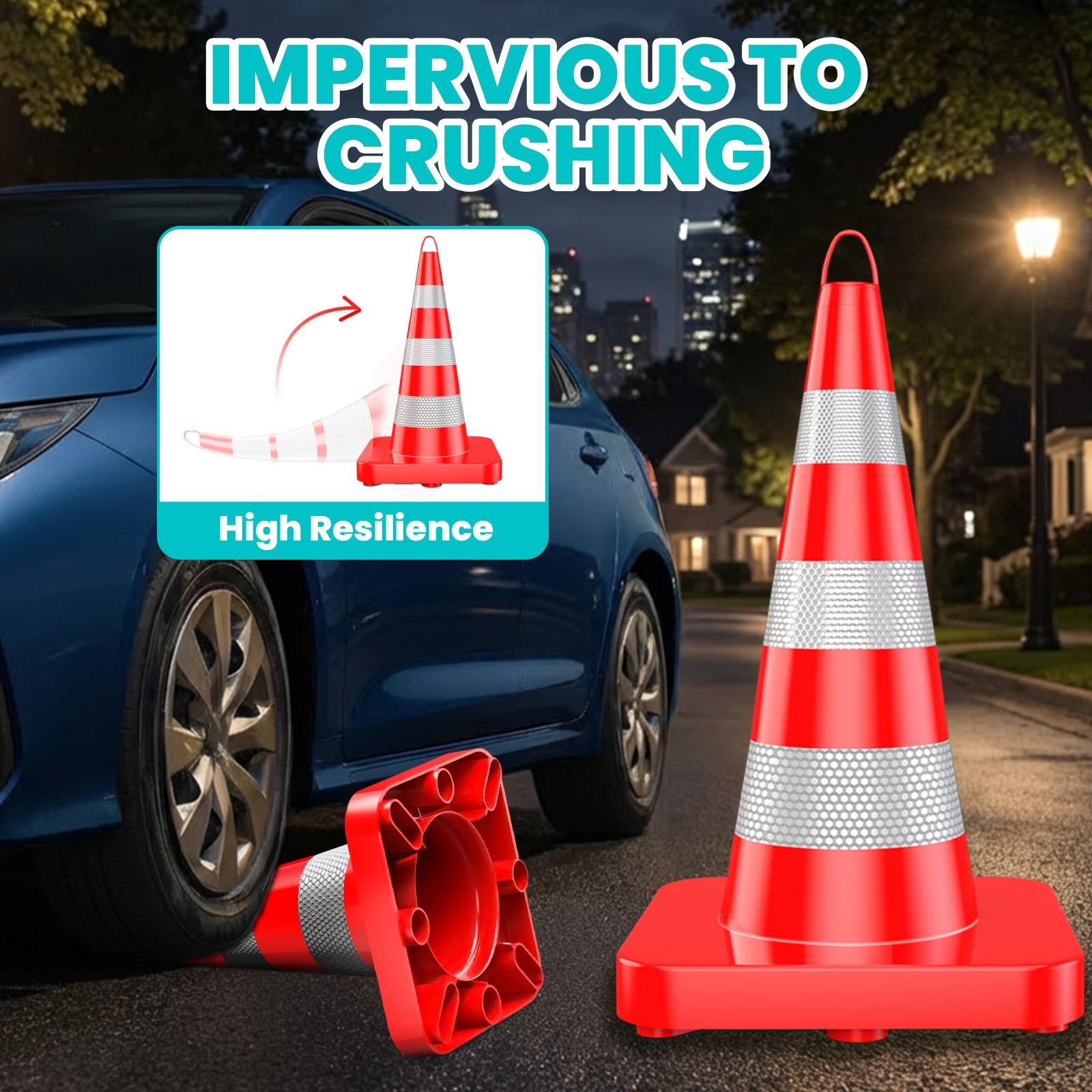 12 Pack Traffic Safety Cones 36″ Parking Cones w/Reflective Collars PVC Base